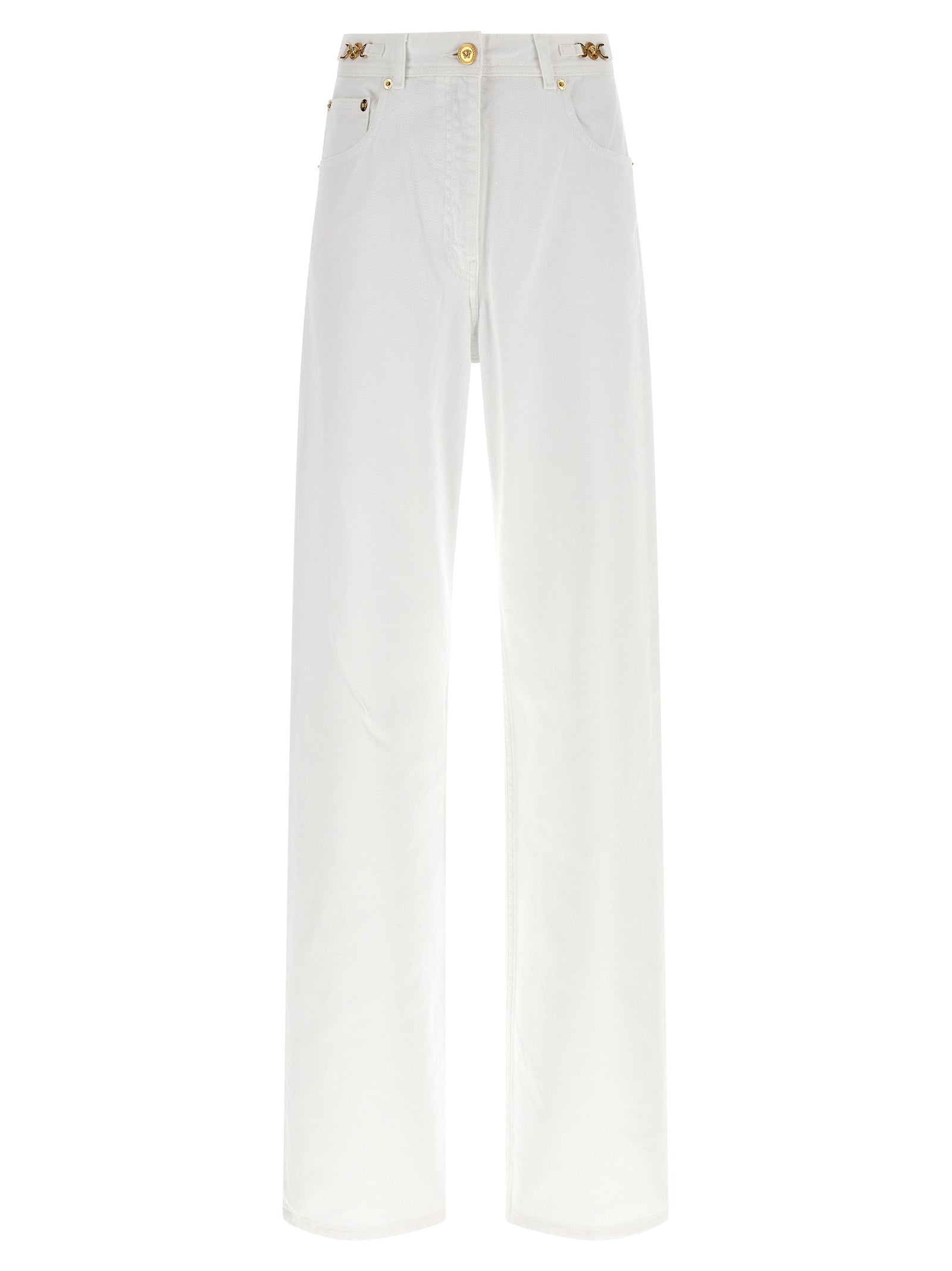 Versace White Cotton Straight-Leg Women's Jeans