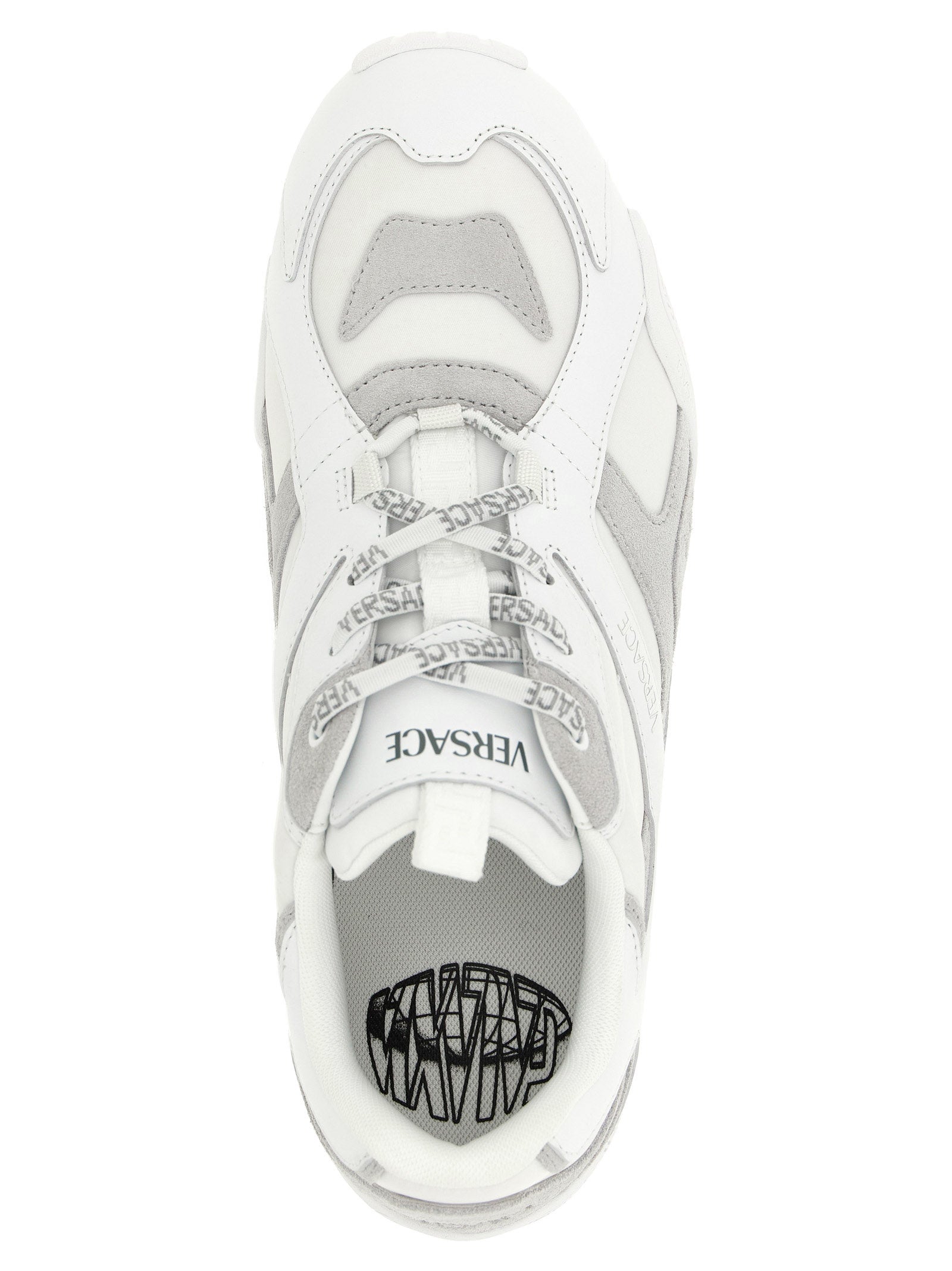 Versace White Calfskin Athletic Men's Sneakers