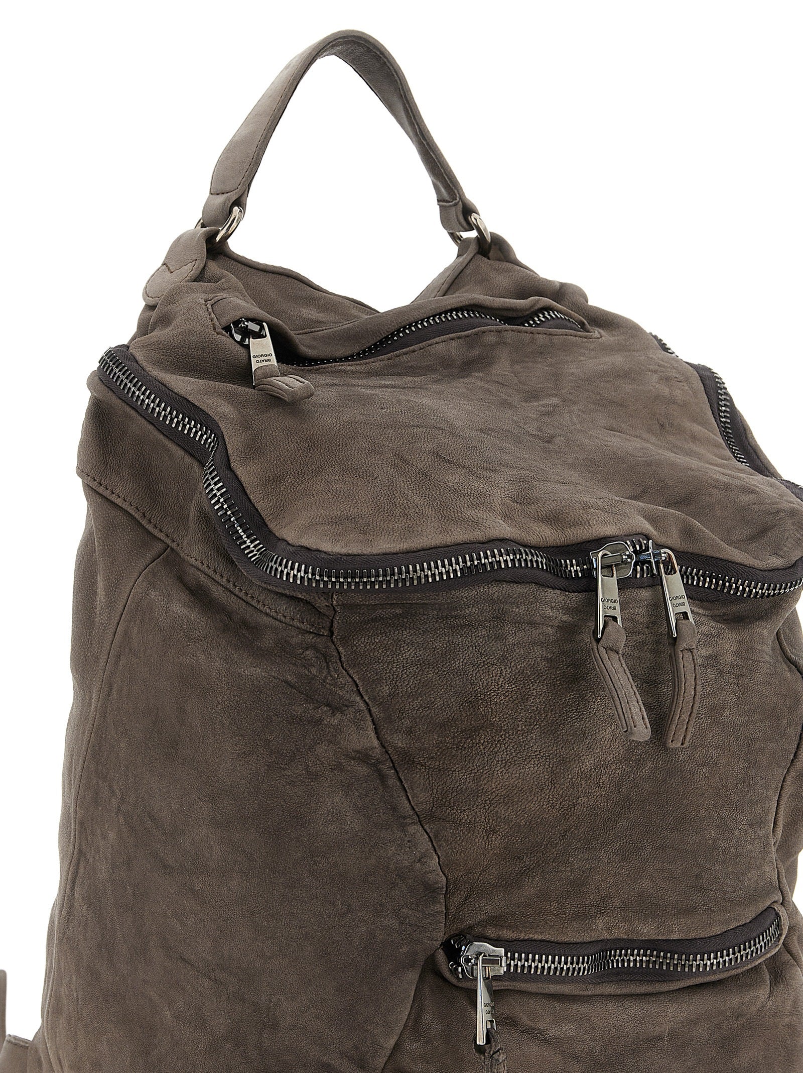 GIORGIO BRATO Brown Lamb Leather Men's Backpack
