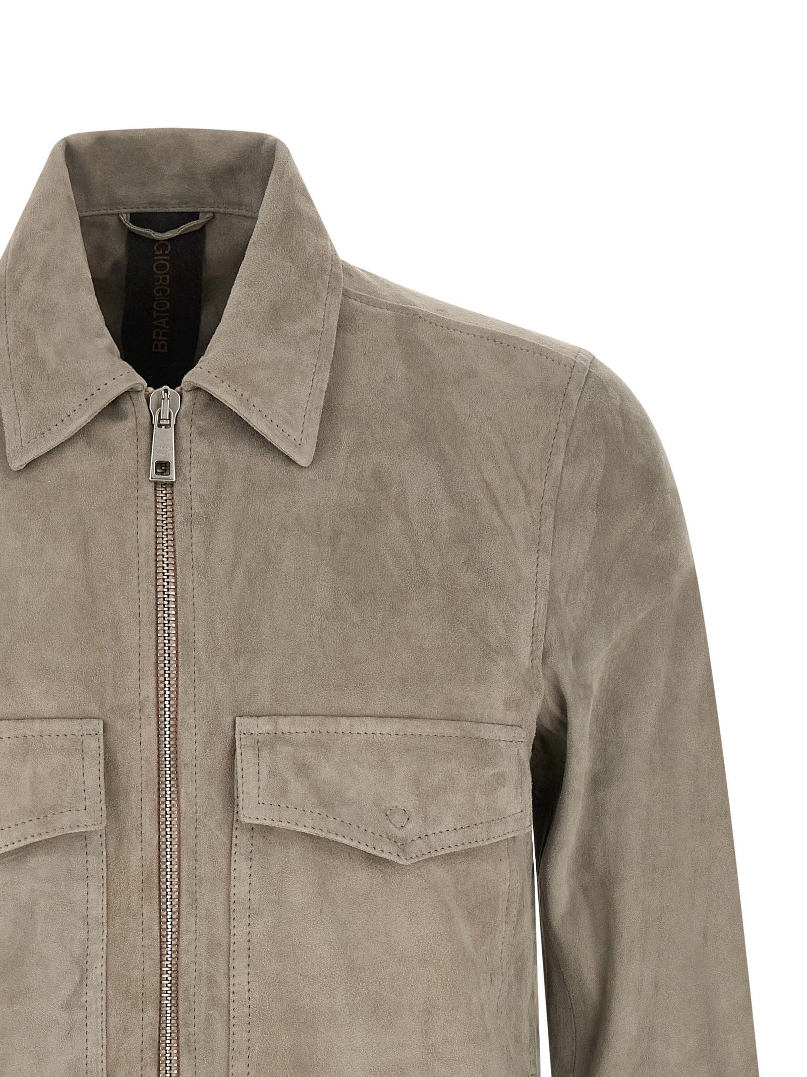 GIORGIO BRATO Gray Lamb Leather Leather Men's Jacket