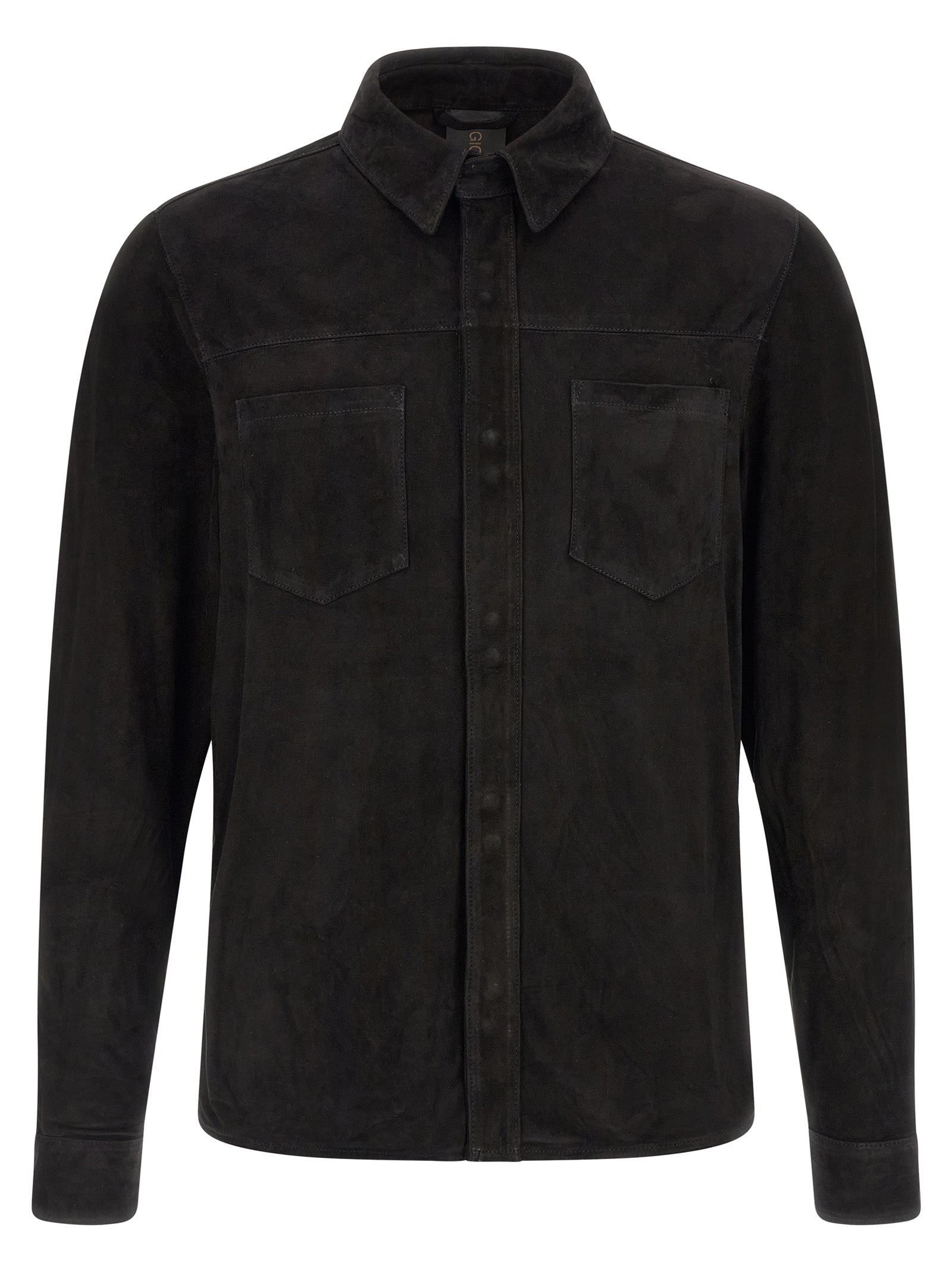 GIORGIO BRATO Black Suede Leather Men's Blouse
