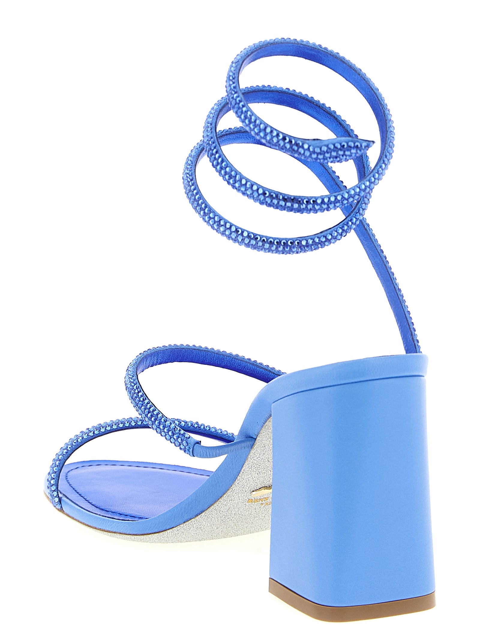RENE CAOVILLA Blue Viscose Stiletto Heel Women's Sandals