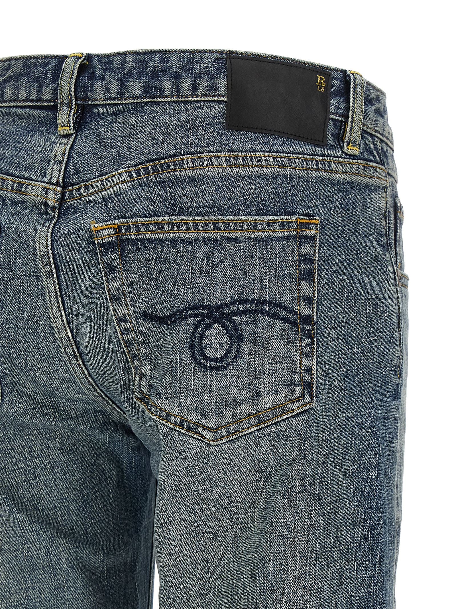 R13 Blue Cotton Flared Women's Jeans