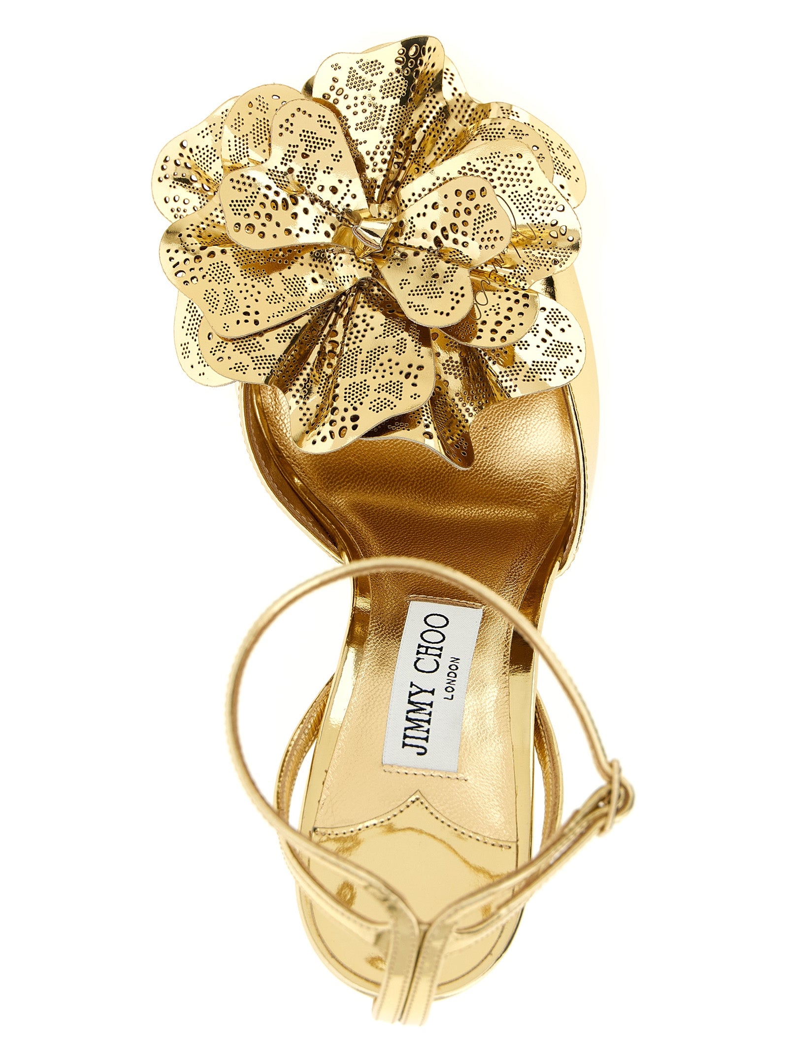 Jimmy Choo Gold Leather Stiletto Heel Women's Sandals