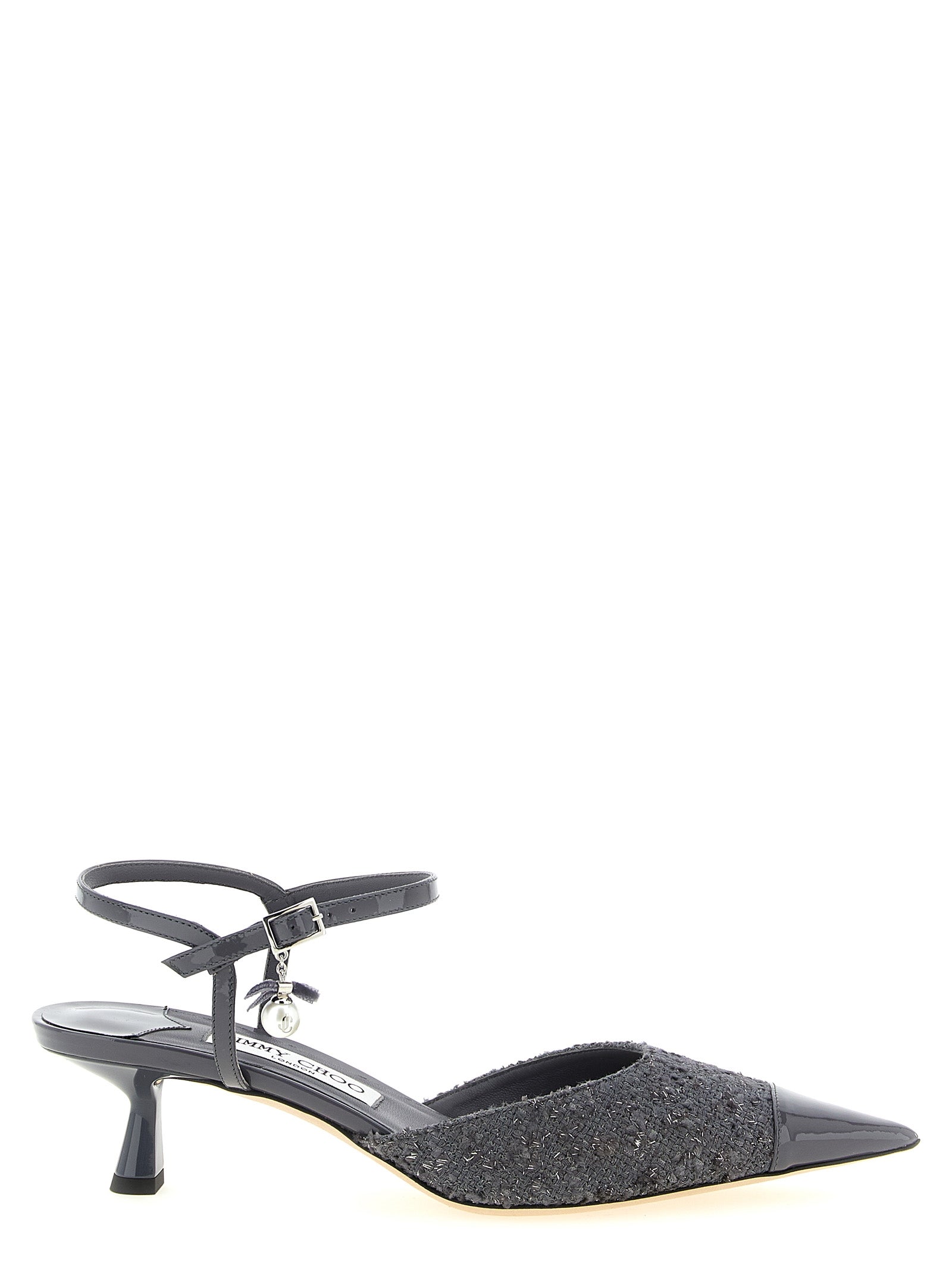 Jimmy Choo Gray Tencel Mid Heel Women's Pumps
