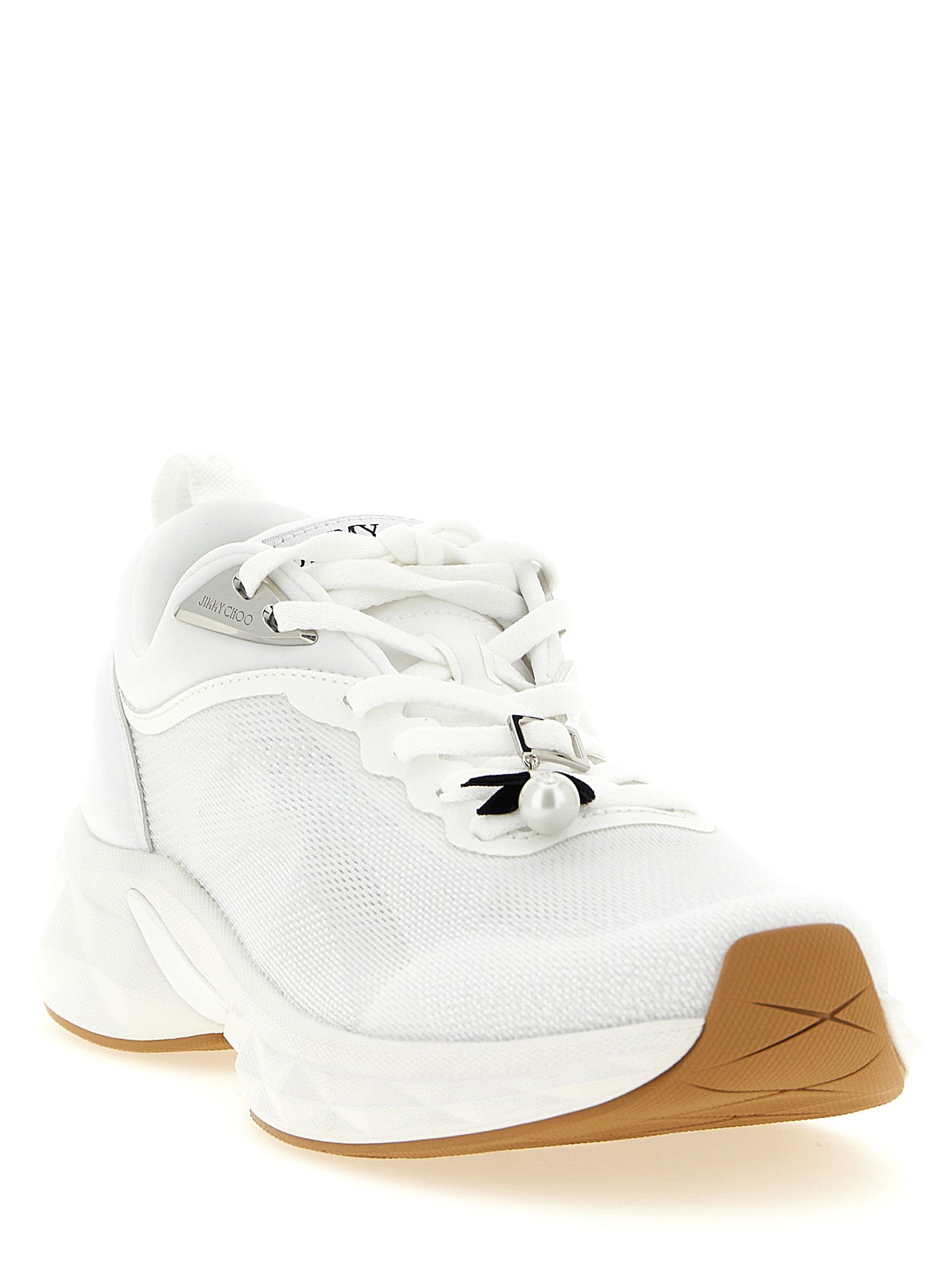 Jimmy Choo White Tencel Athletic Women's Sneakers