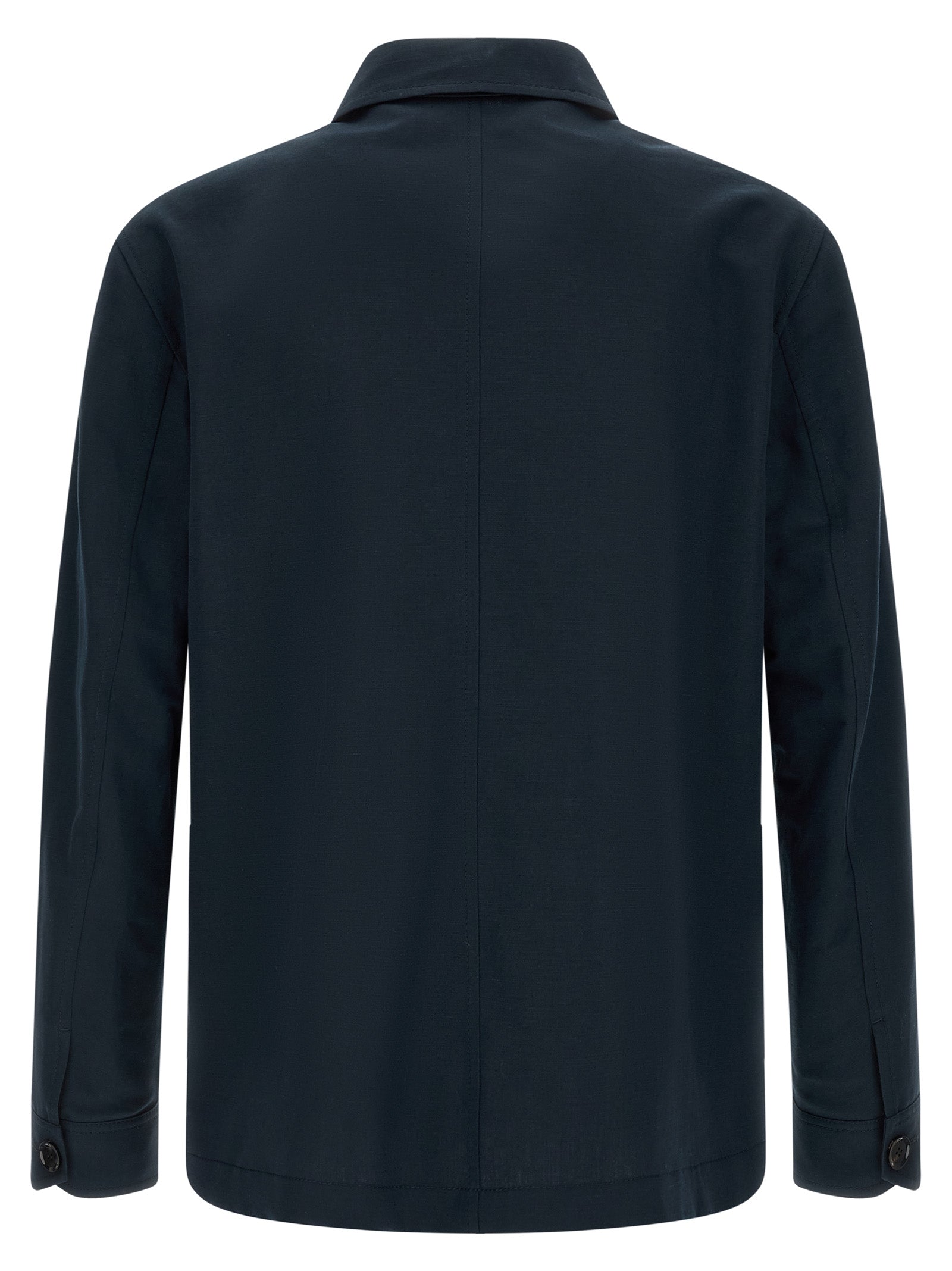 Brioni Blue Linen Full-Length Men's Jacket