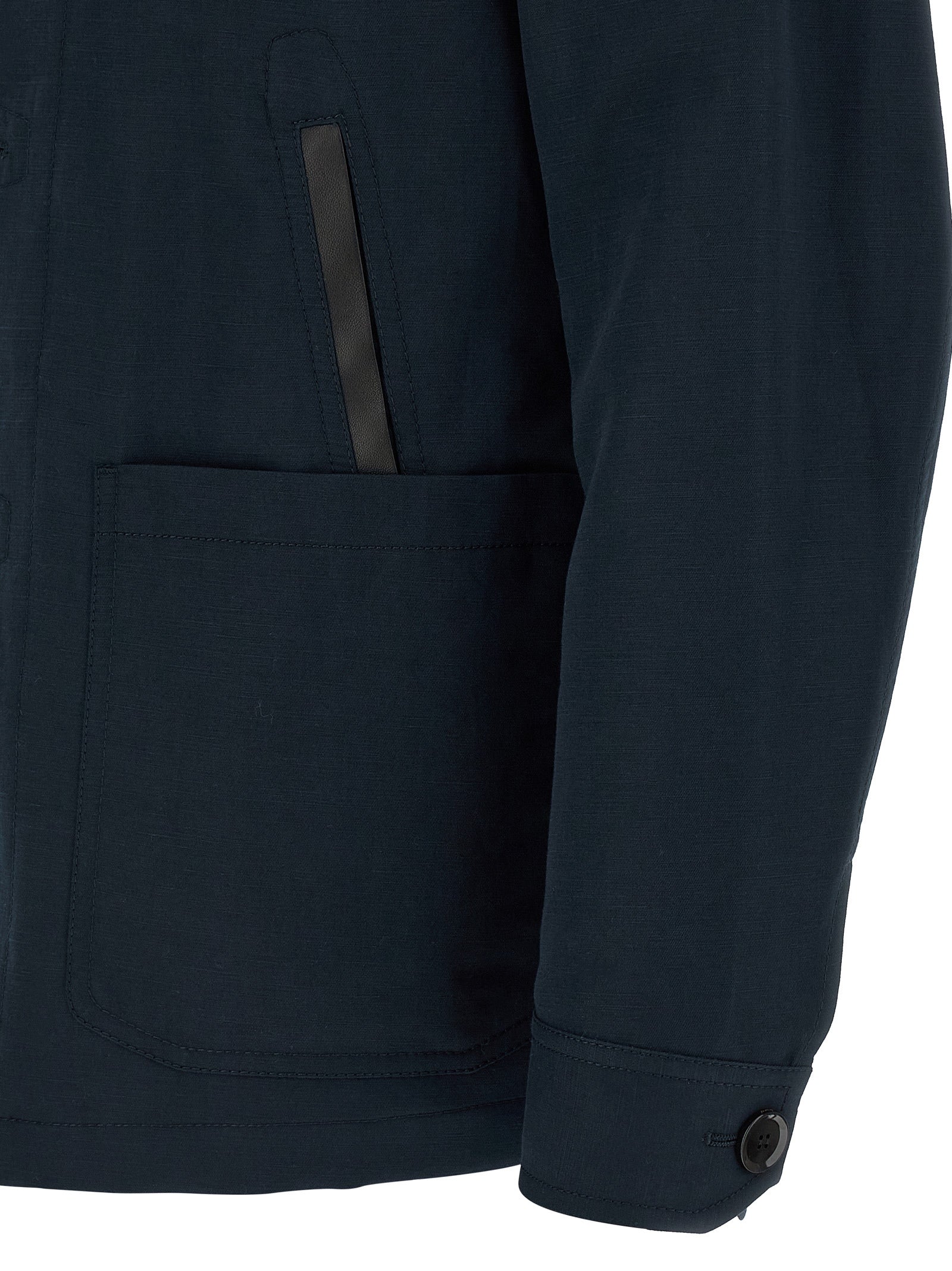 Brioni Blue Linen Full-Length Men's Jacket