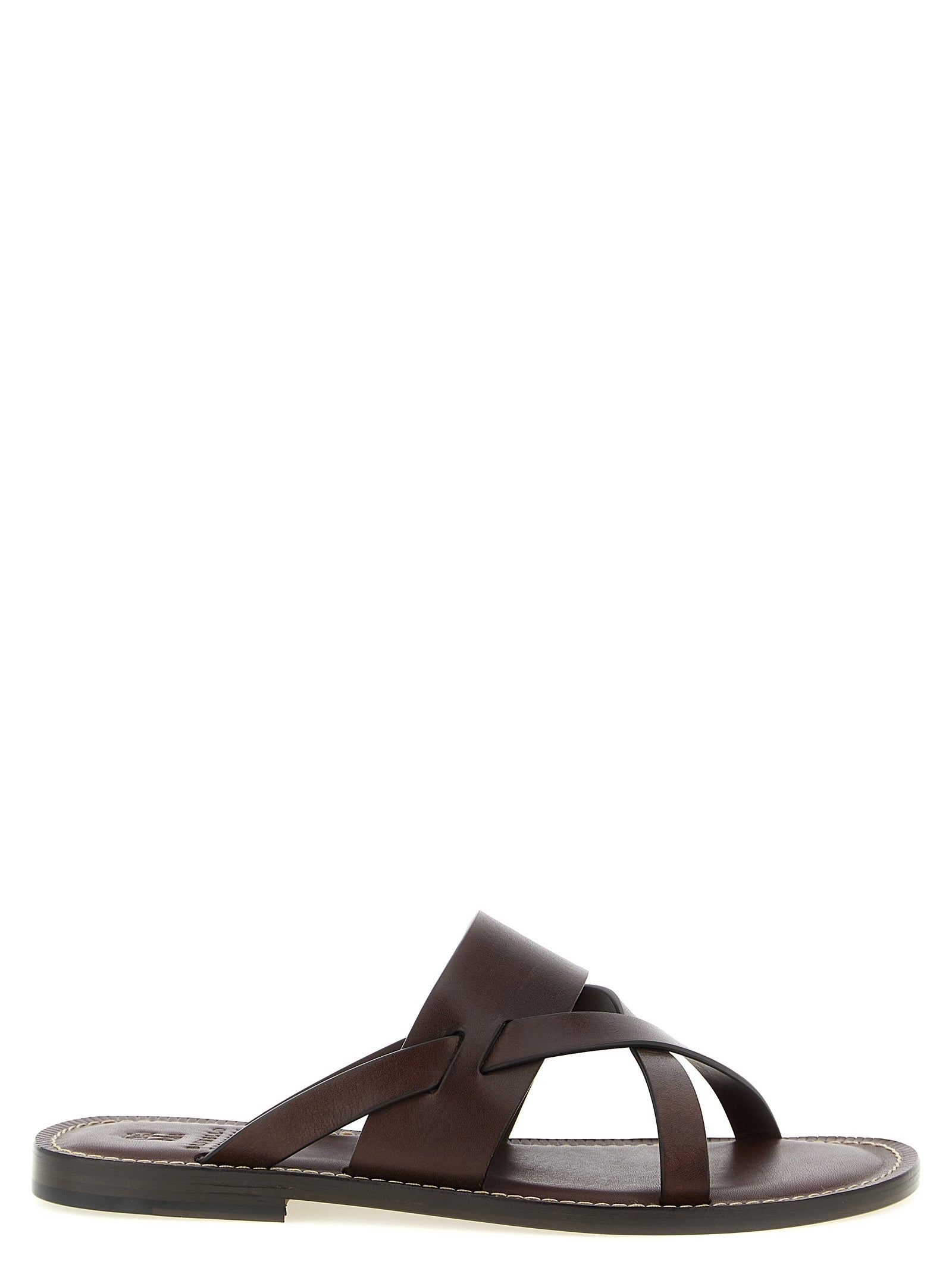 Brunello Cucinelli Brown Calfskin Men's Slides
