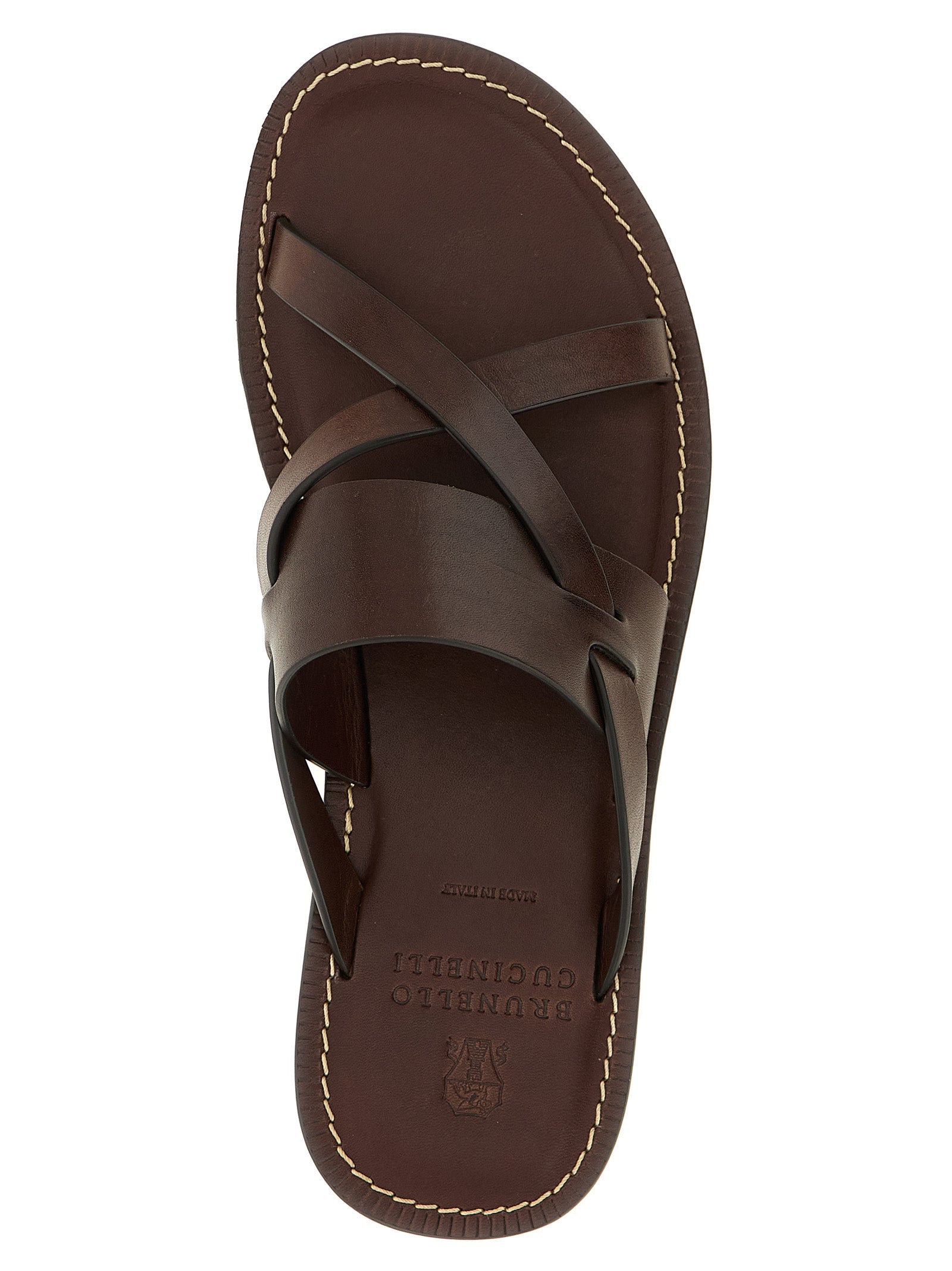 Brunello Cucinelli Brown Calfskin Men's Slides