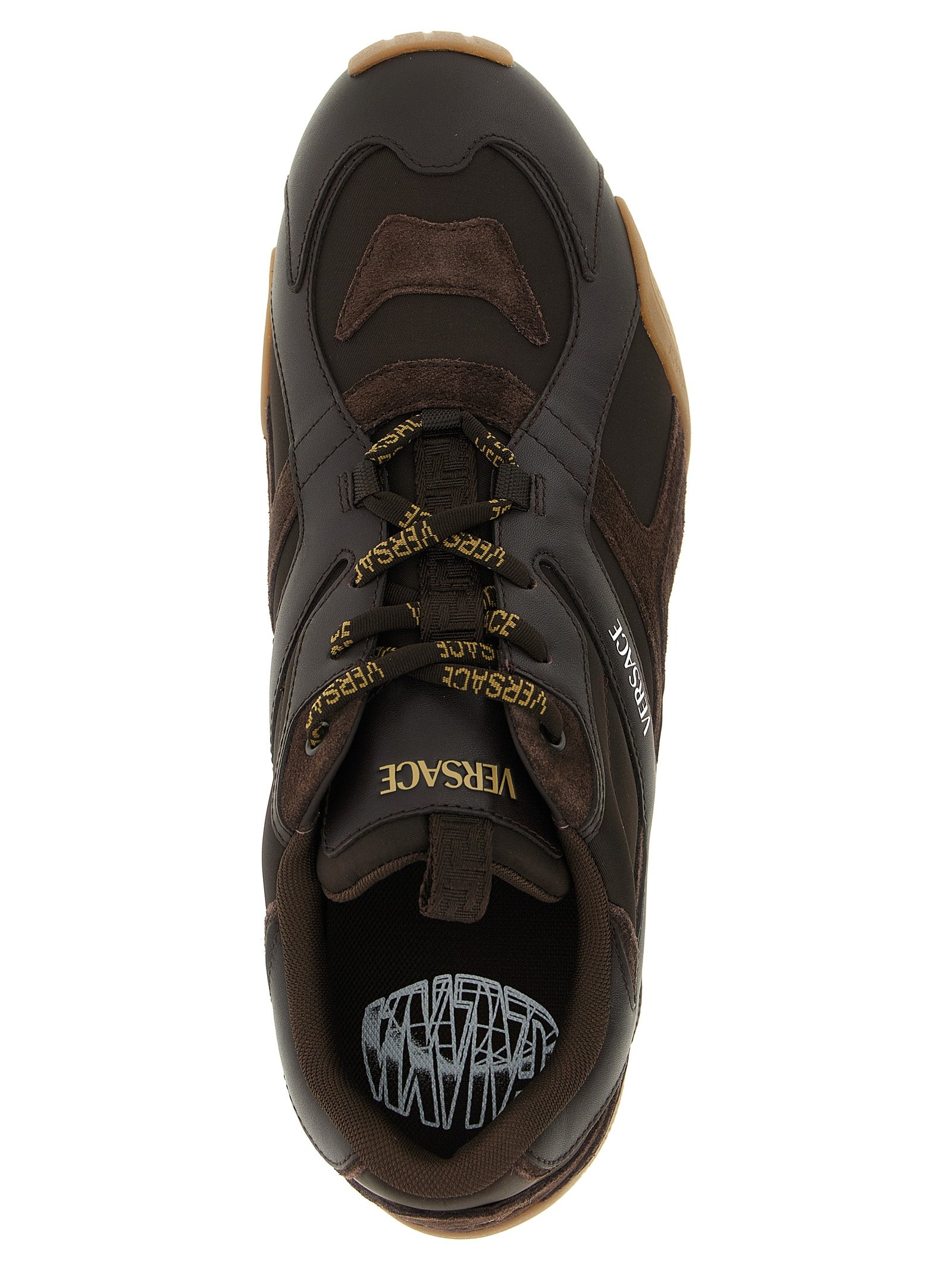 Versace Brown Calfskin Athletic Men's Sneakers