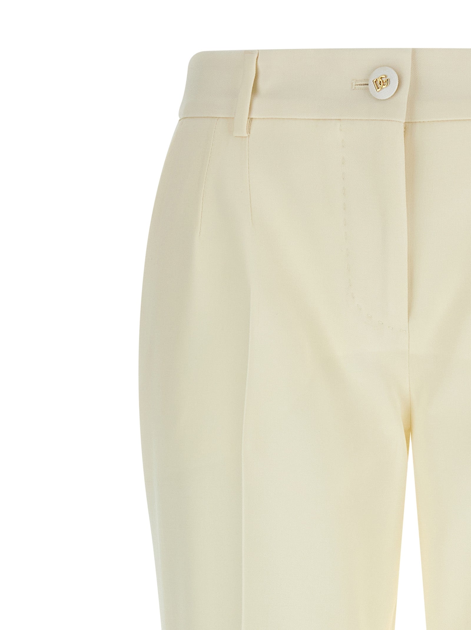 Dolce & Gabbana White Virgin Wool Dress Women's Pants