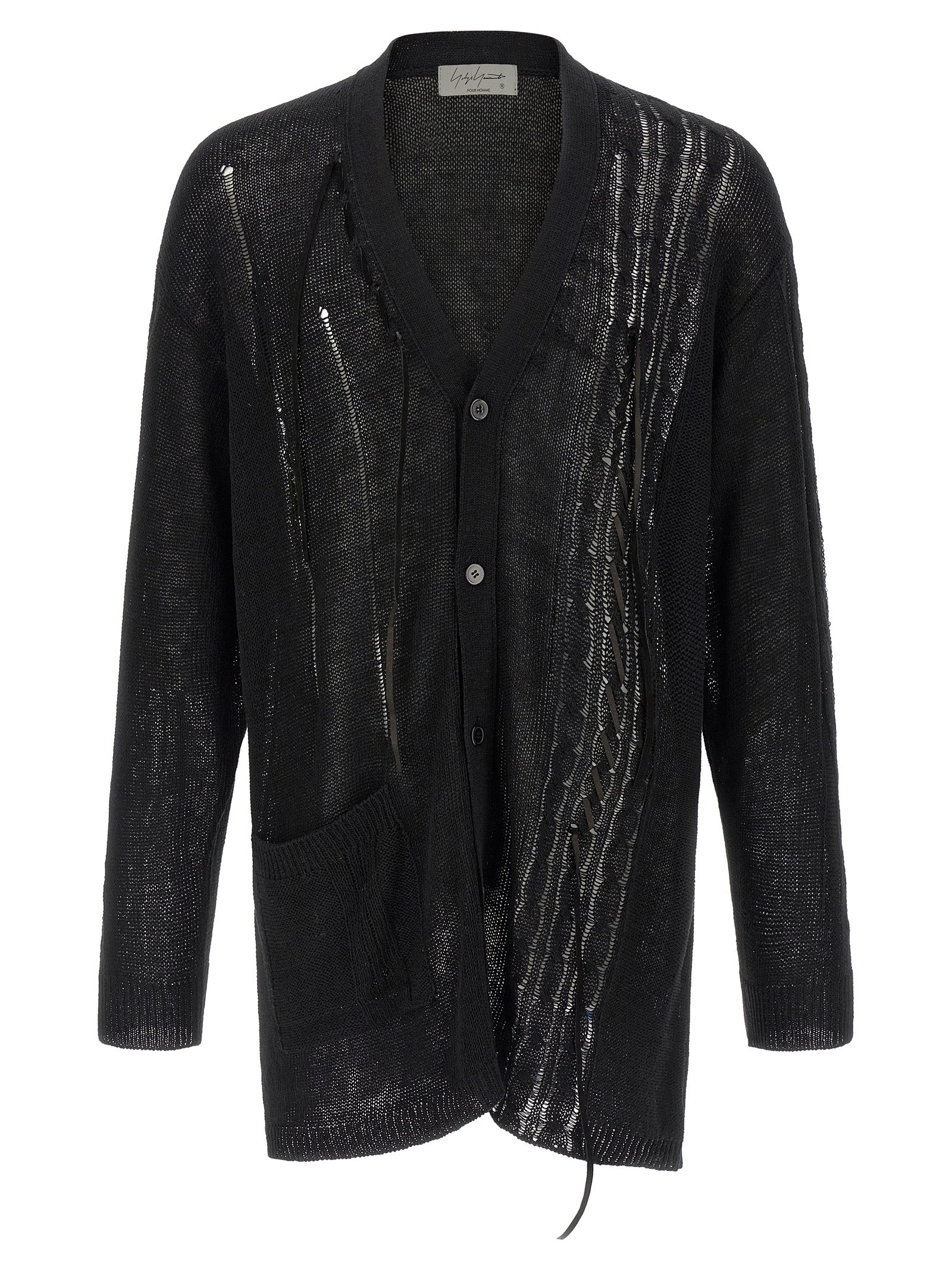 Yohji Yamamoto Black Linen Men's Cardigan