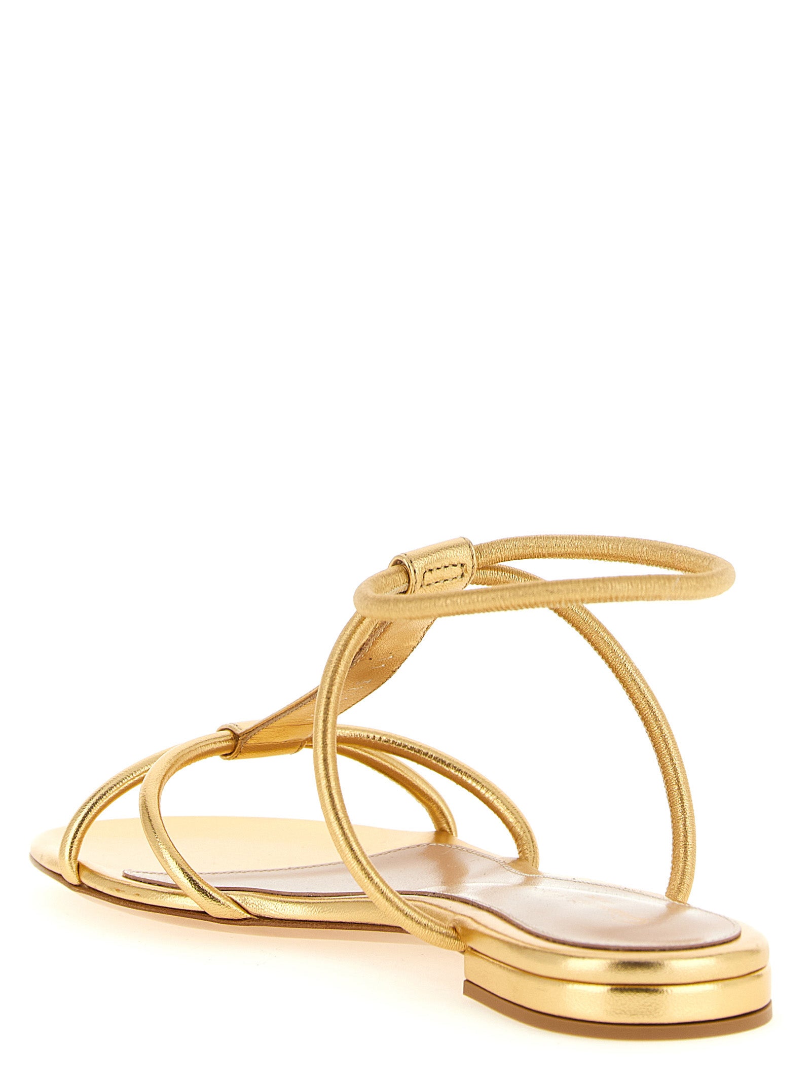 Gianvito Rossi Gold Lamb Leather Flat Women's Sandals