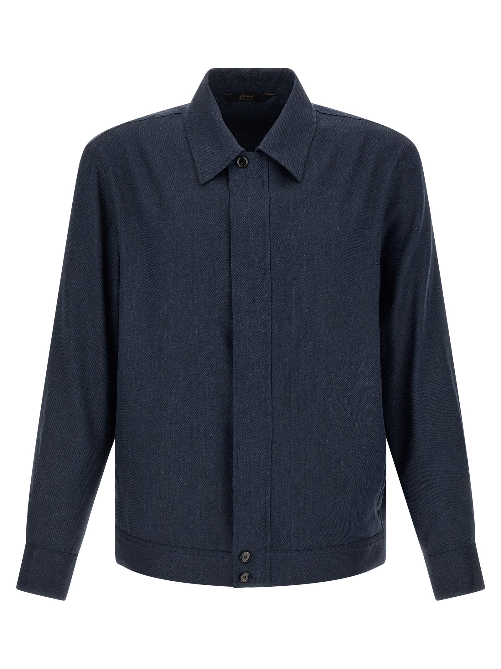 Brioni Blue Linen Full-Length Men's Jacket