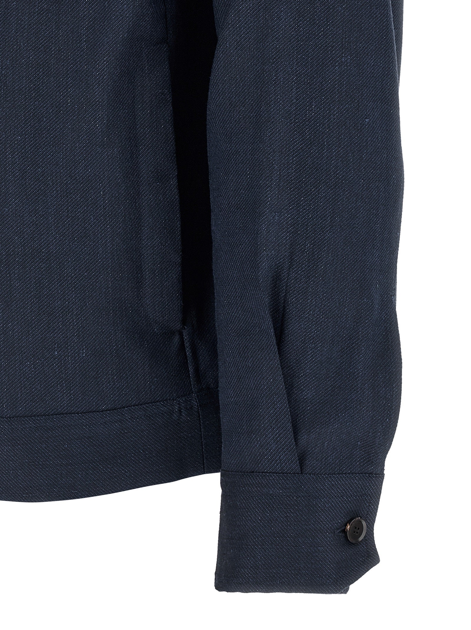Brioni Blue Linen Full-Length Men's Jacket
