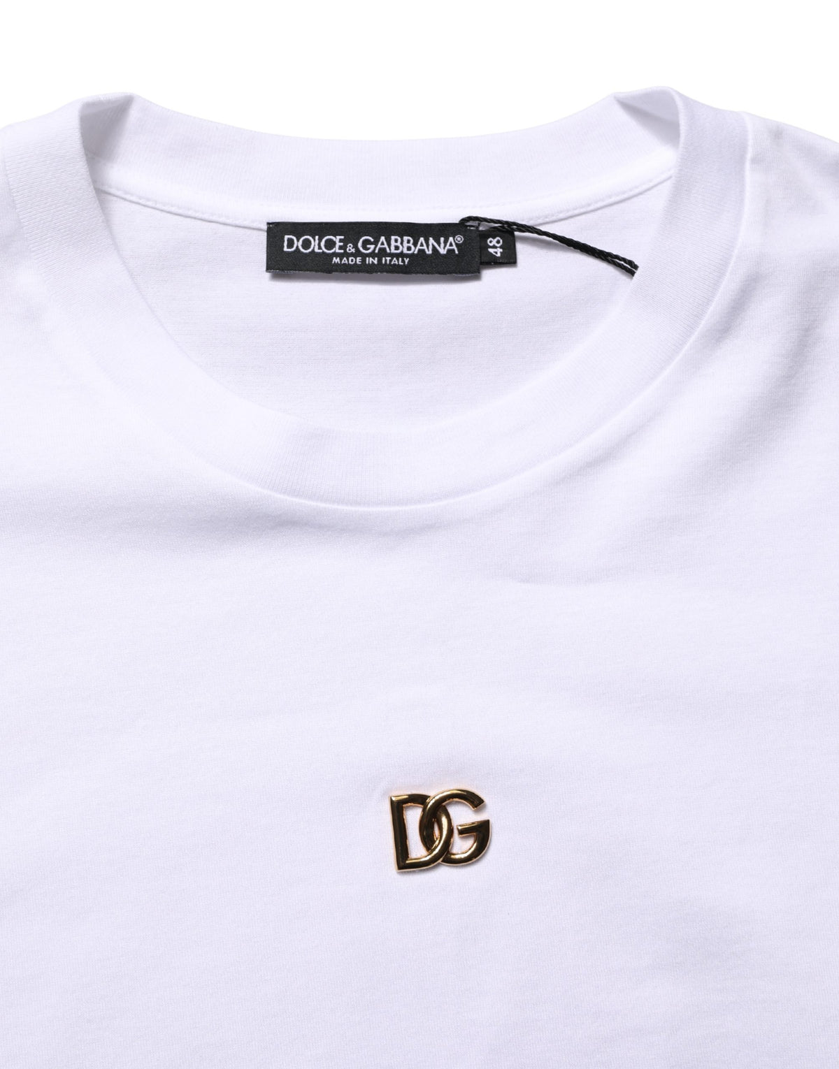 Dolce & Gabbana White Metal DG Logo Cotton Short Sleeves Men's T-shirt
