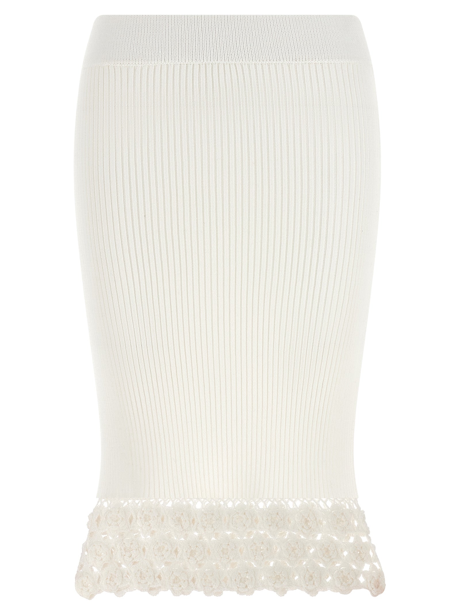 Ganni White Organic Cotton Midi Women's Skirt