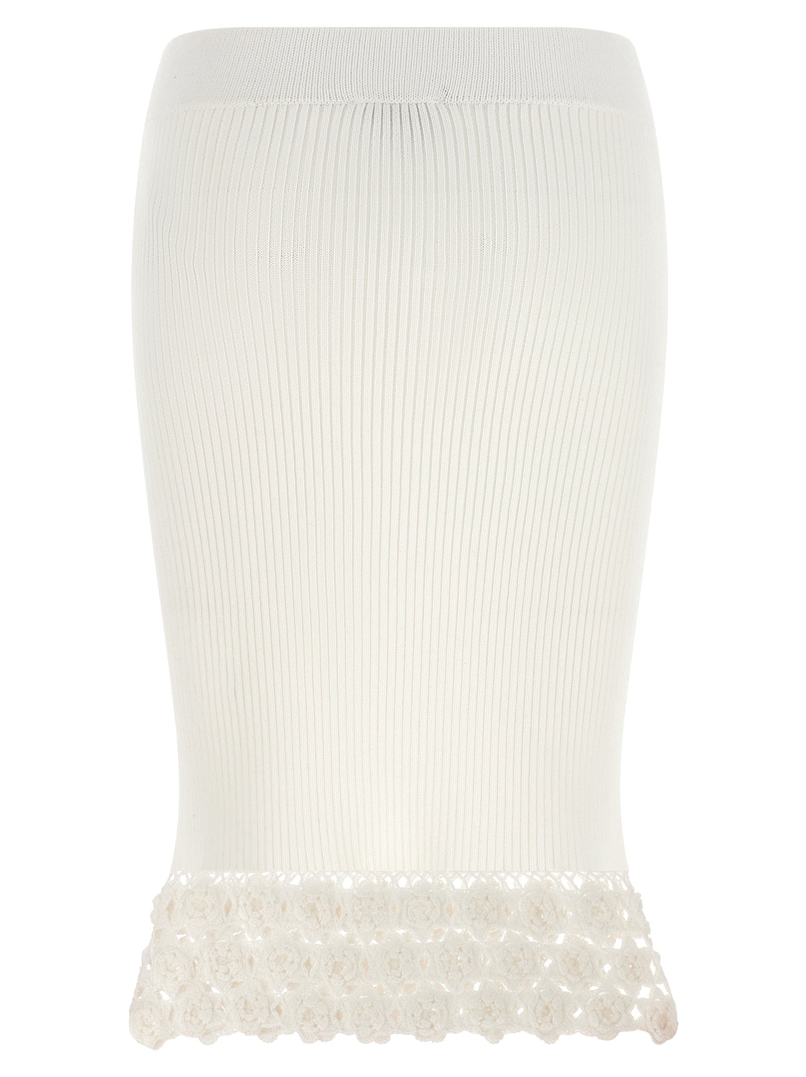 Ganni White Organic Cotton Midi Women's Skirt