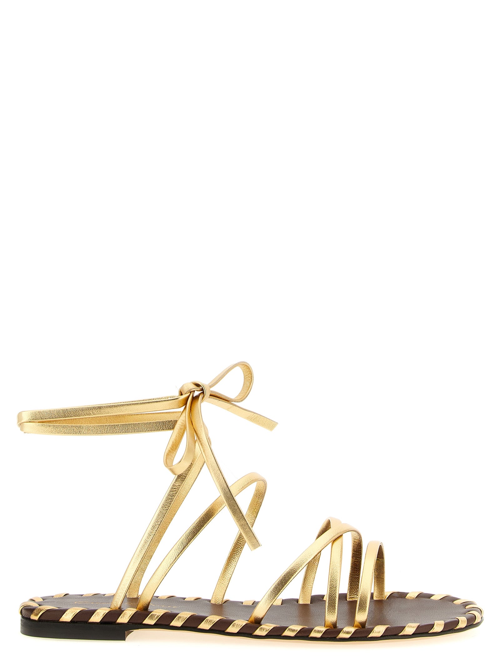 Gianvito Rossi Gold Lamb Leather Flat Women's Sandals