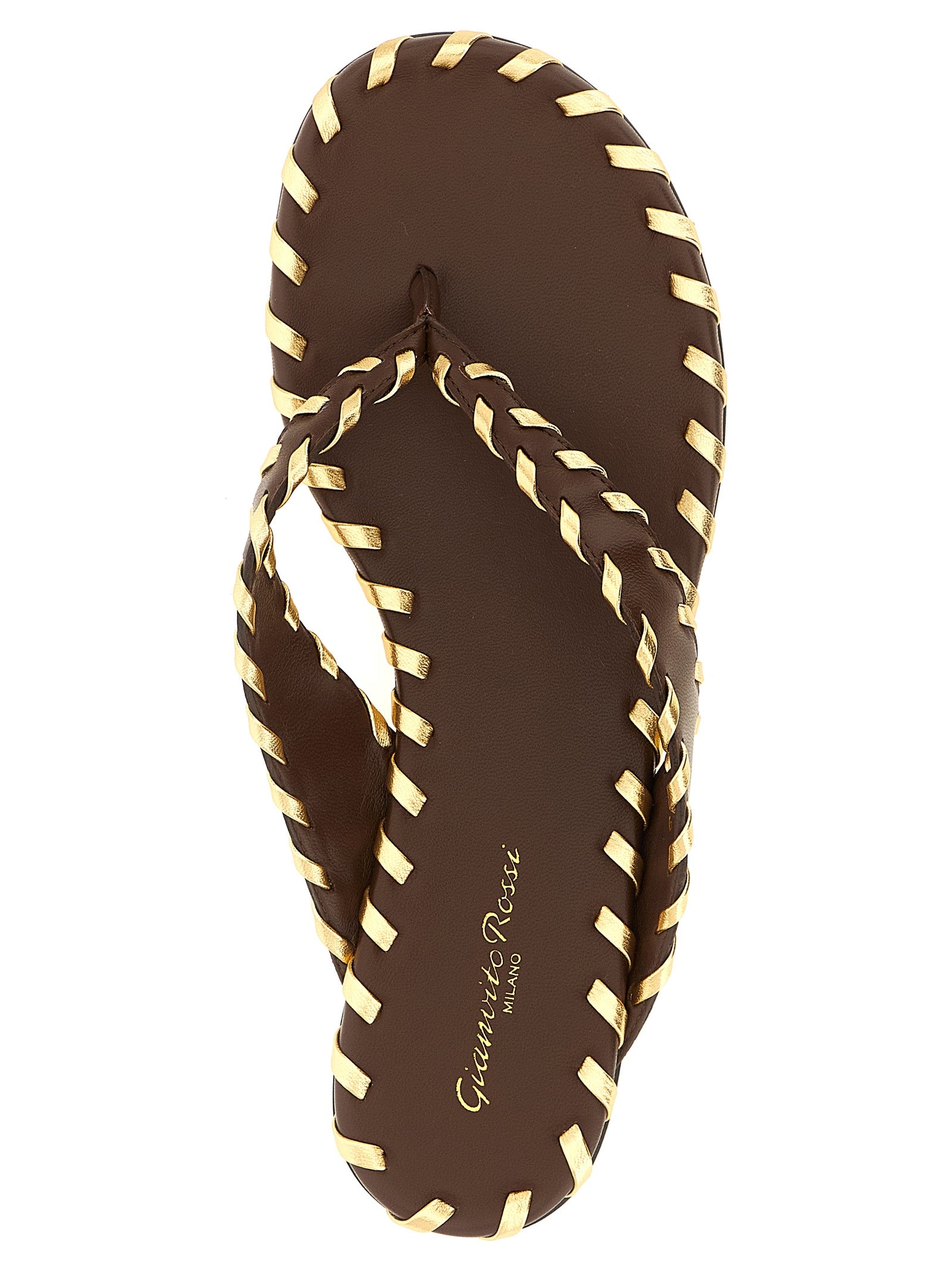 Gianvito Rossi Brown Lamb Leather Women's Slides