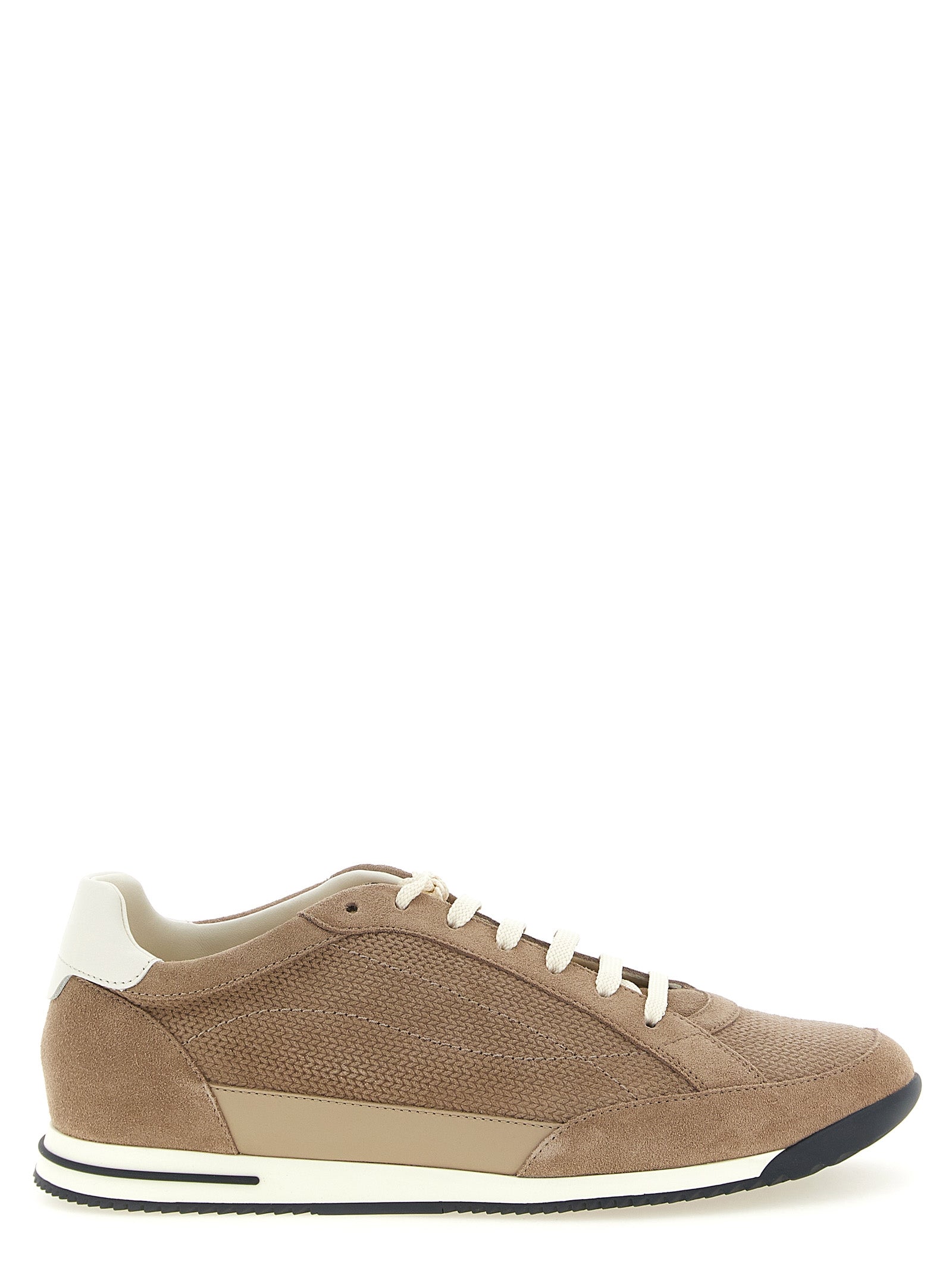 Brunello Cucinelli Beige Calfskin Low Top Men's Sneakers