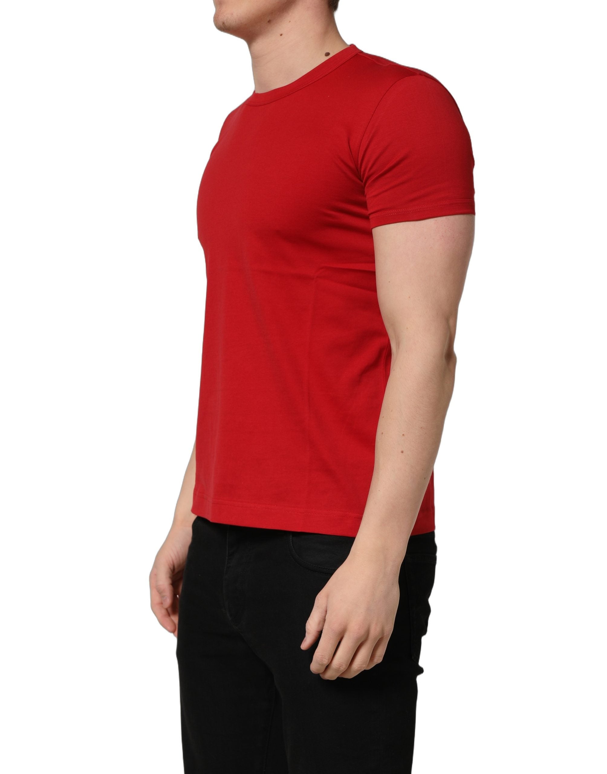Dolce & Gabbana Red Goodluck 2023 Cotton Crew Neck Men's T-shirt