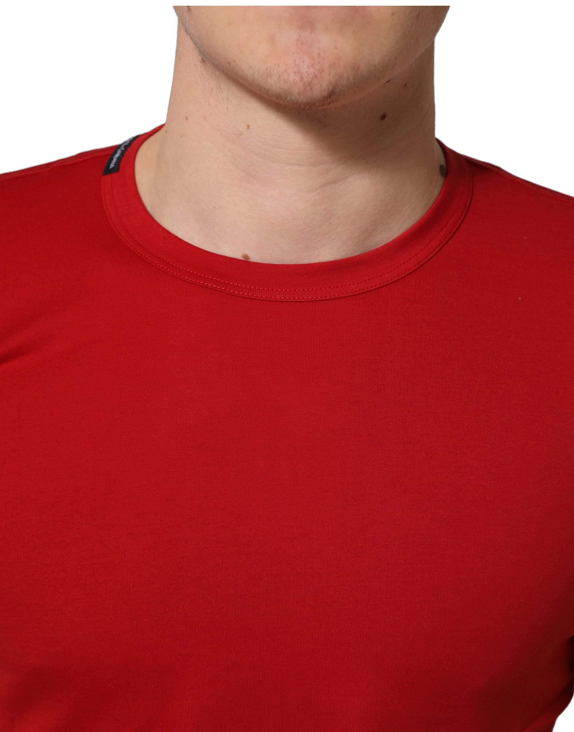 Dolce & Gabbana Red Goodluck 2023 Cotton Crew Neck Men's T-shirt