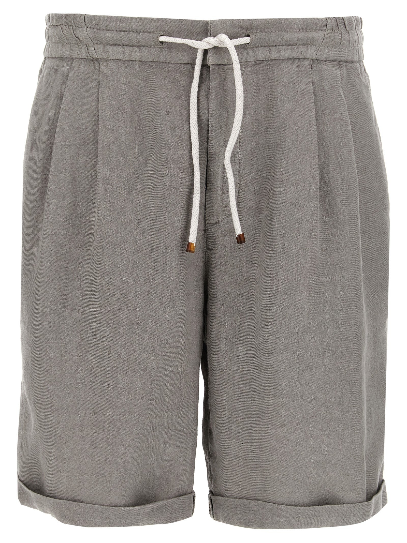 Brunello Cucinelli Gray Linen Bermuda Men's Shorts