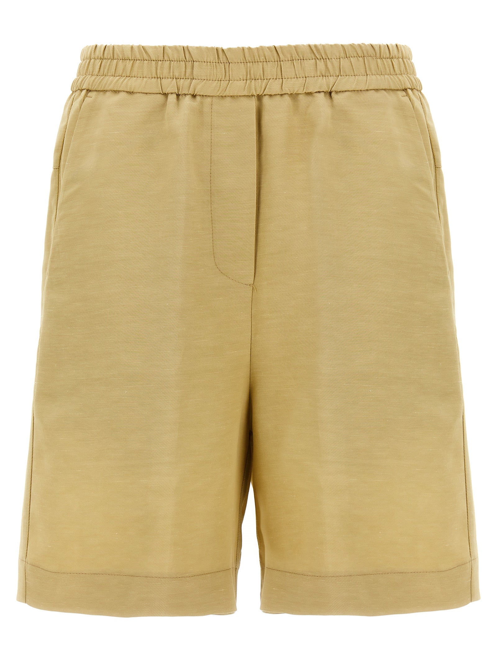 NUDE Beige Viscose Bermuda Women's Shorts