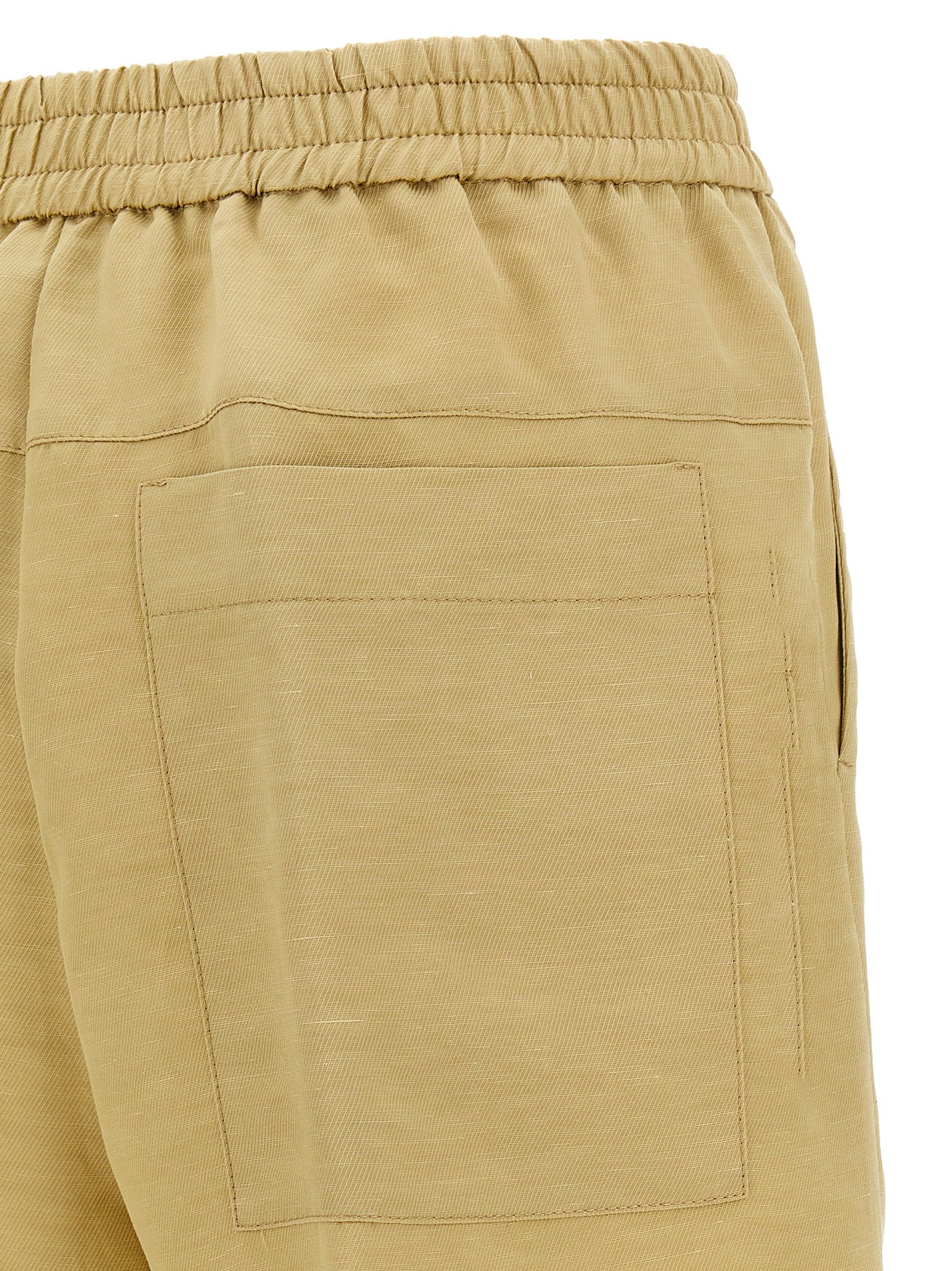 NUDE Beige Viscose Bermuda Women's Shorts