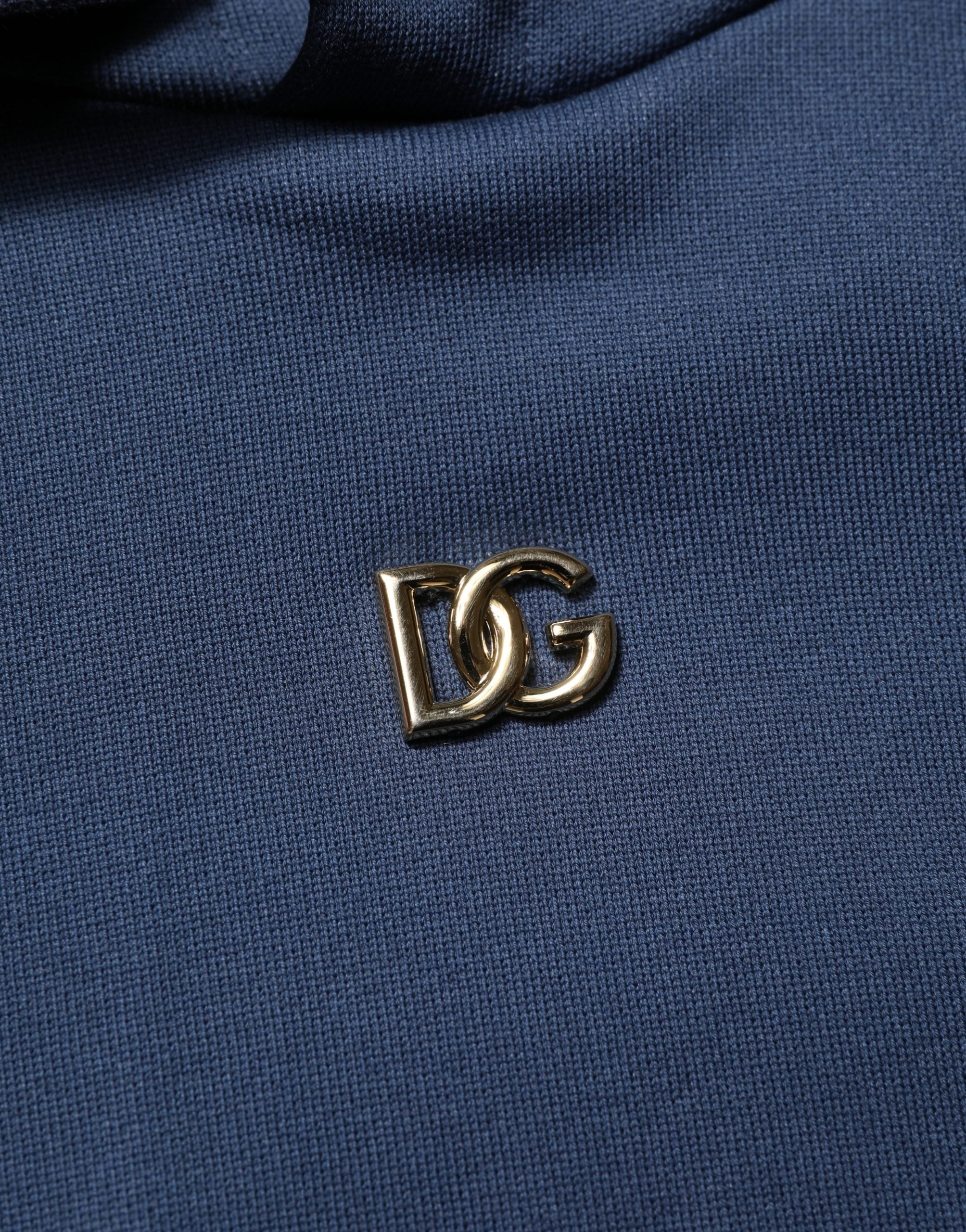 Dolce & Gabbana Blue Cotton Coral Logo Hooded Sweatshirt Men's Sweater