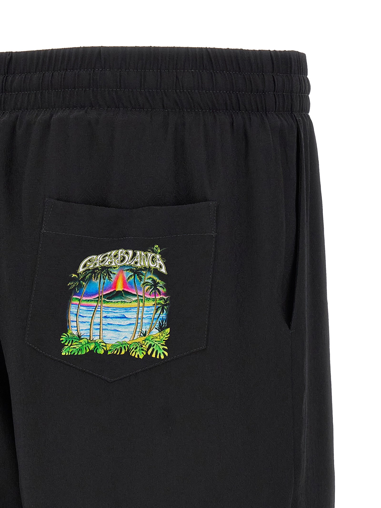 Casablanca Black Silk Bermuda Men's Shorts