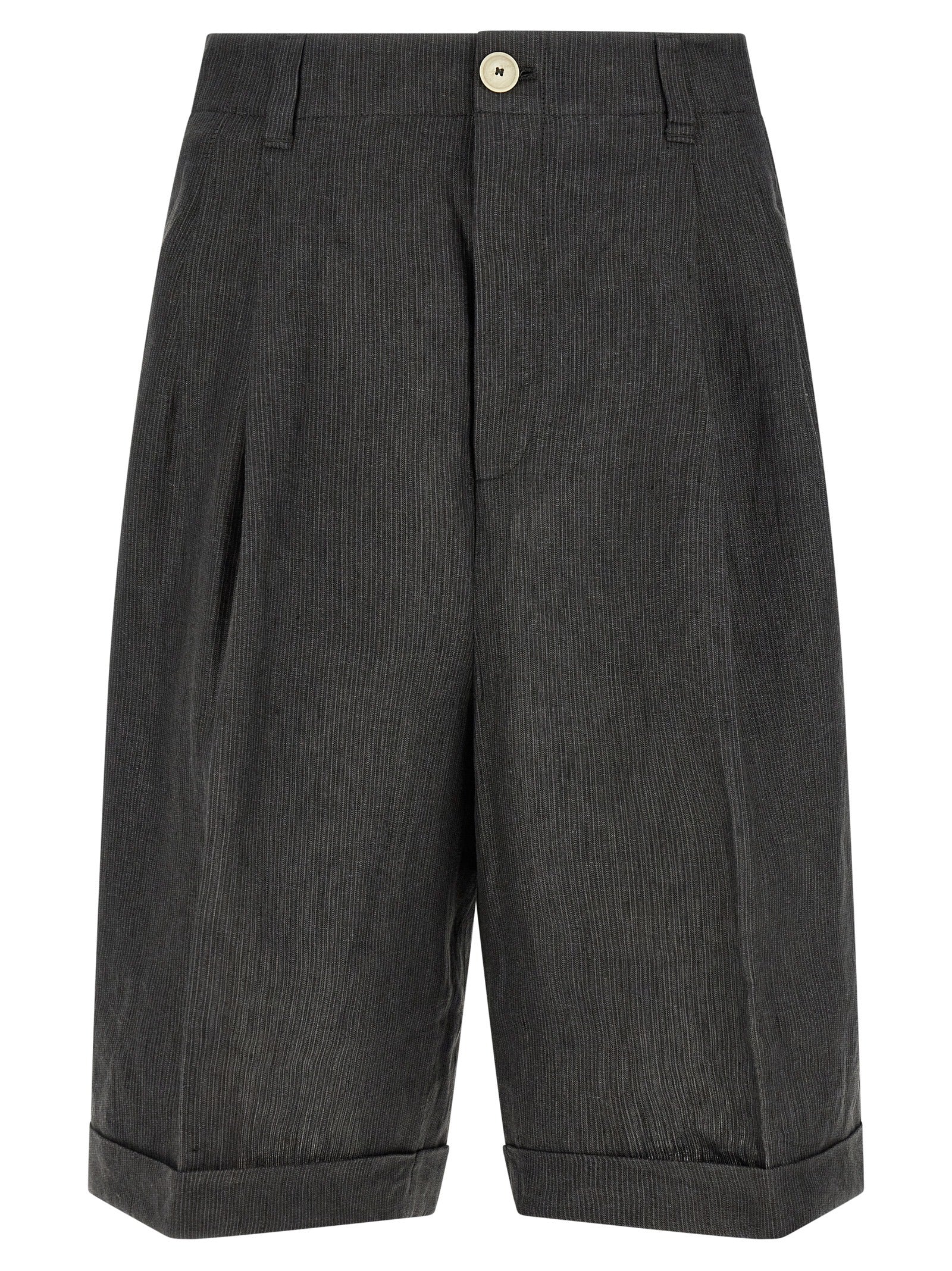 Jacquemus Gray Linen Bermuda Men's Shorts