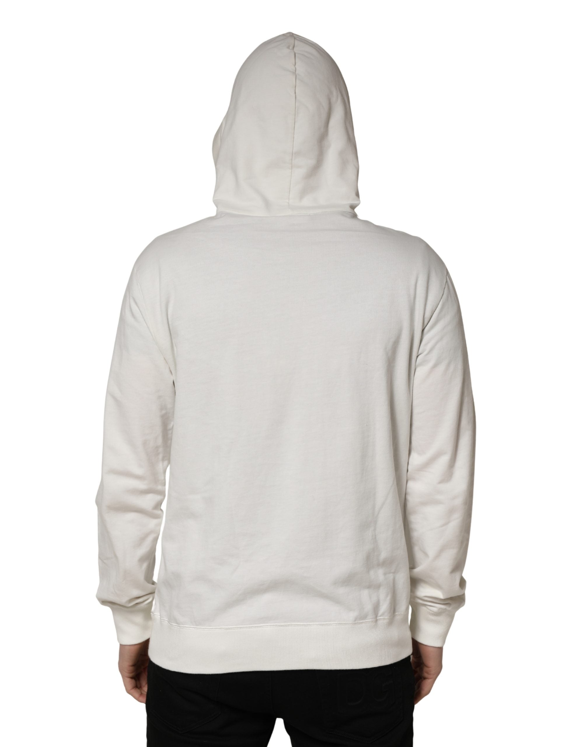 Dolce & Gabbana White Cotton Hooded Sweatshirt Men's Sweater (Pre-Owned)
