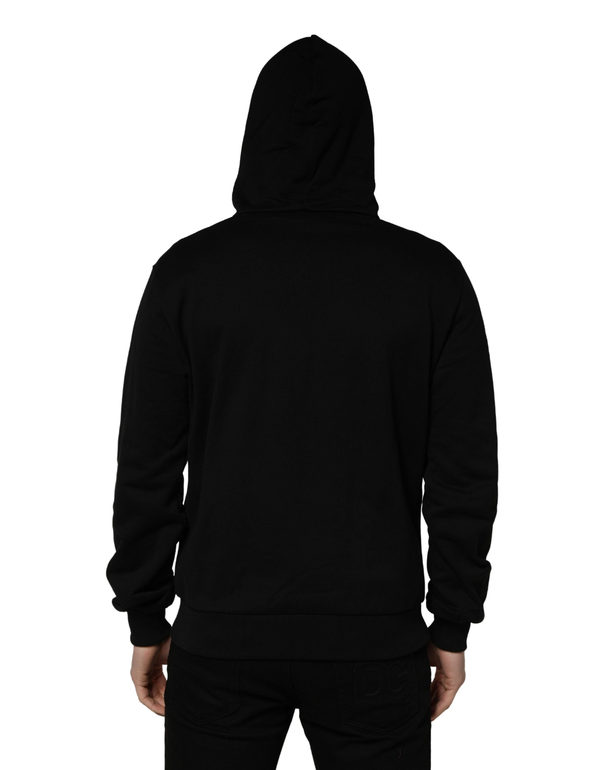 Dolce & Gabbana #dgfamily Black Cotton Hooded Men Sweatshirt Men's Sweater