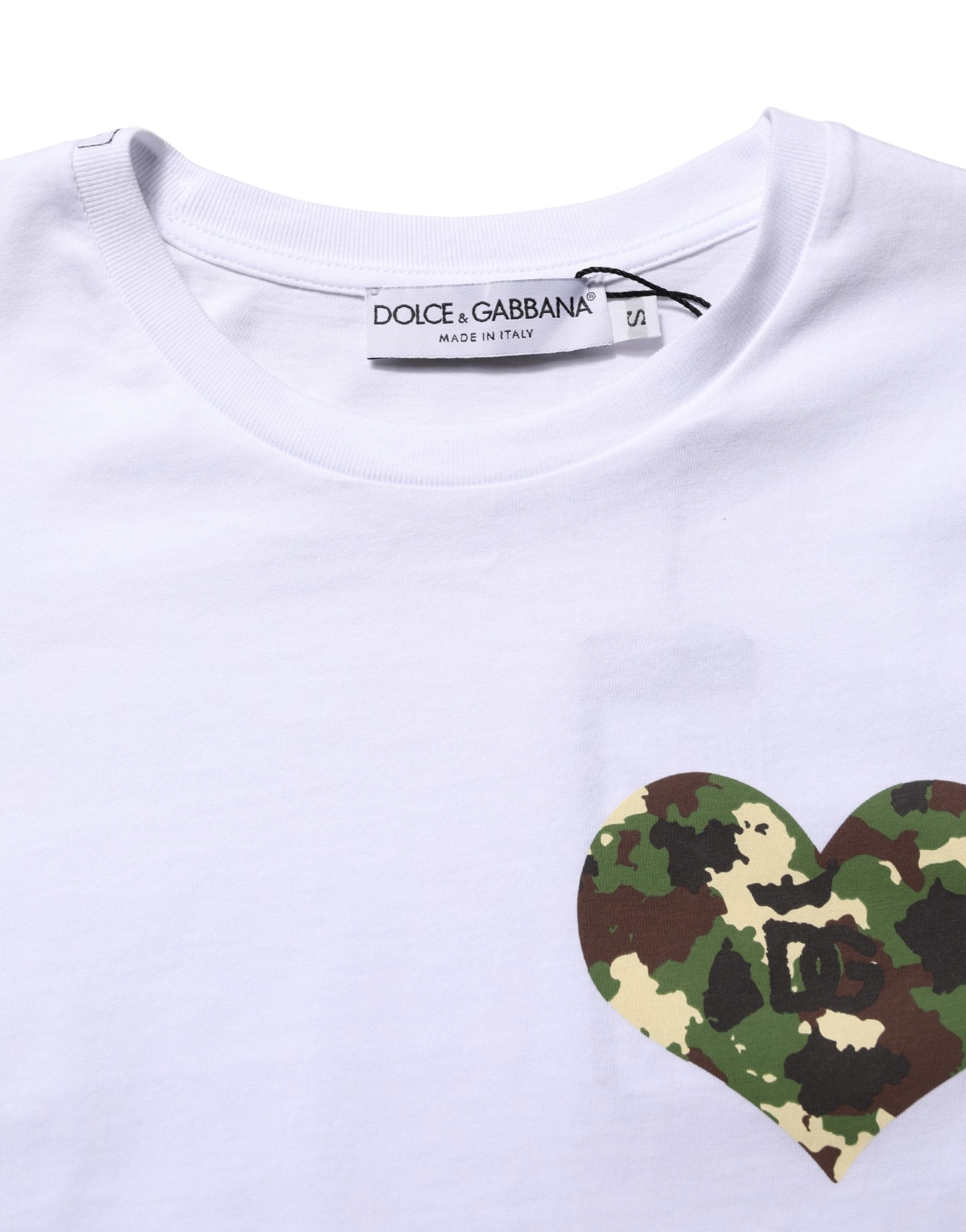 Dolce & Gabbana White Heart Shaped Camouflage Patch Men Men's T-shirt (Pre-Owned)