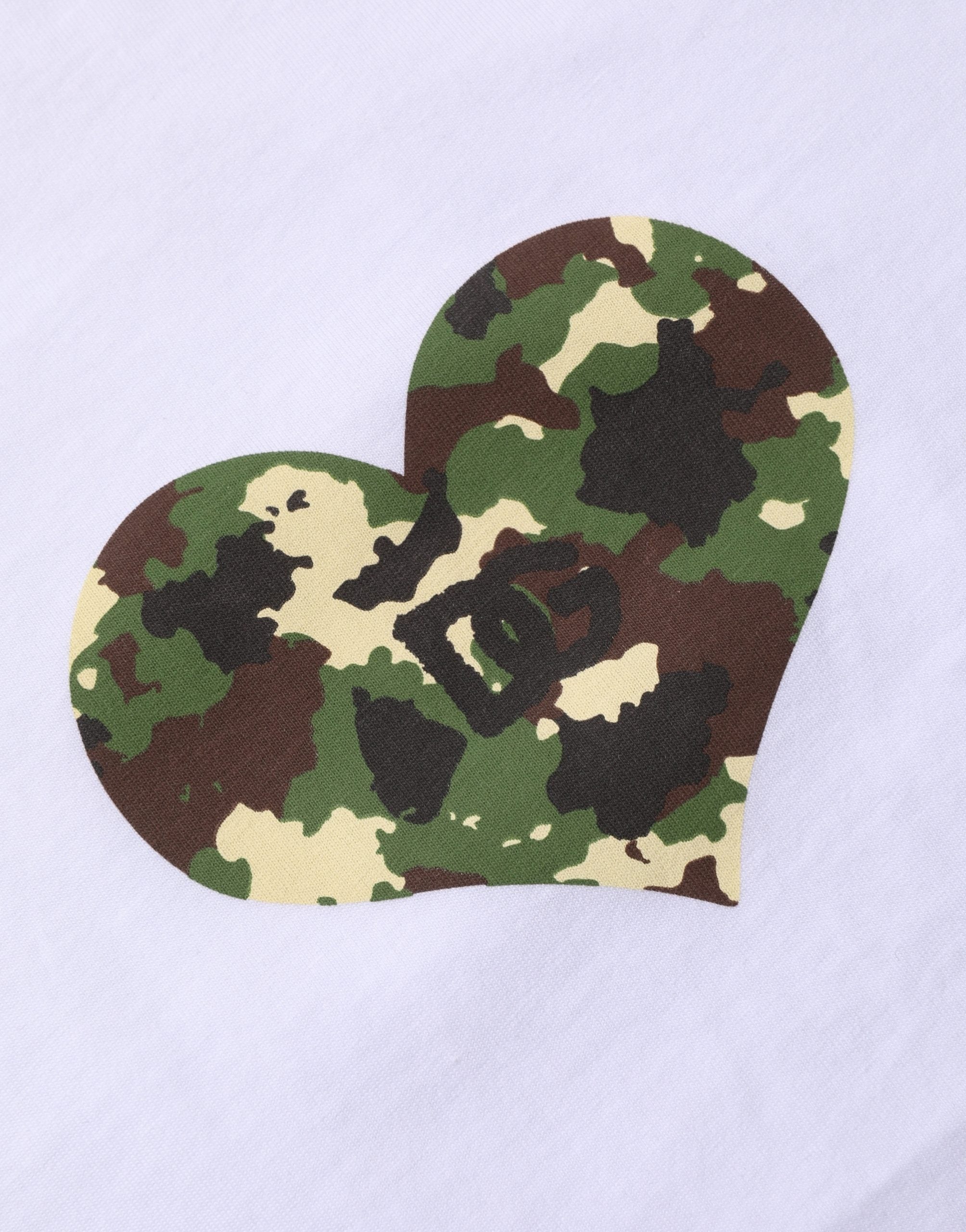 Dolce & Gabbana White Heart Shaped Camouflage Patch Men Men's T-shirt (Pre-Owned)