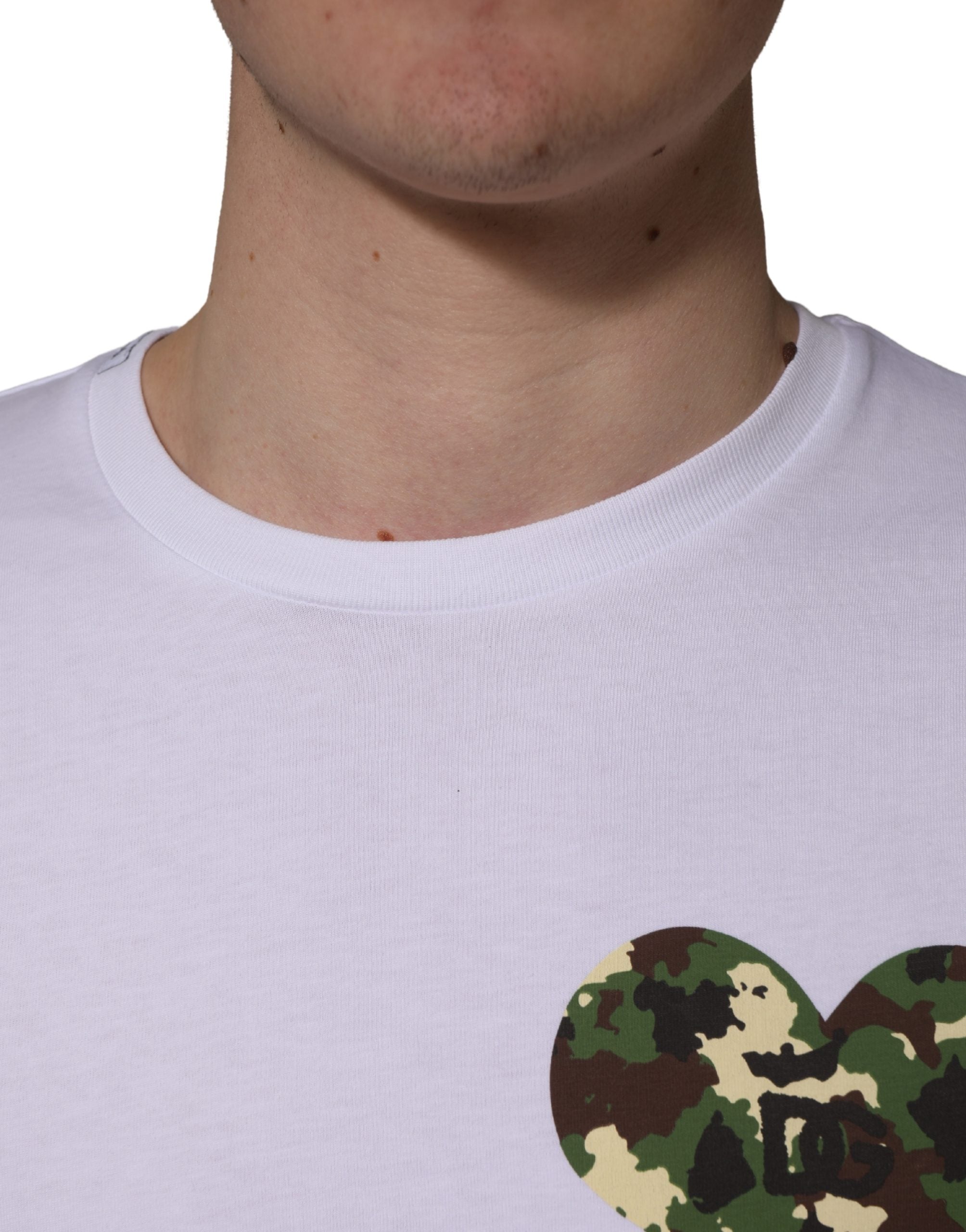 Dolce & Gabbana White Heart Shaped Camouflage Patch Men Men's T-shirt (Pre-Owned)