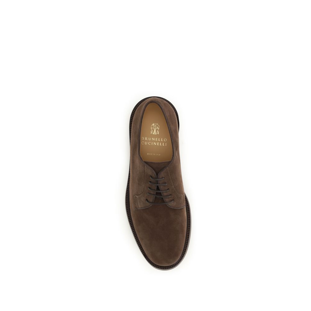 Brunello Cucinelli Brown Calf Leather Bos Taurus Oxfords And Men's Derbies