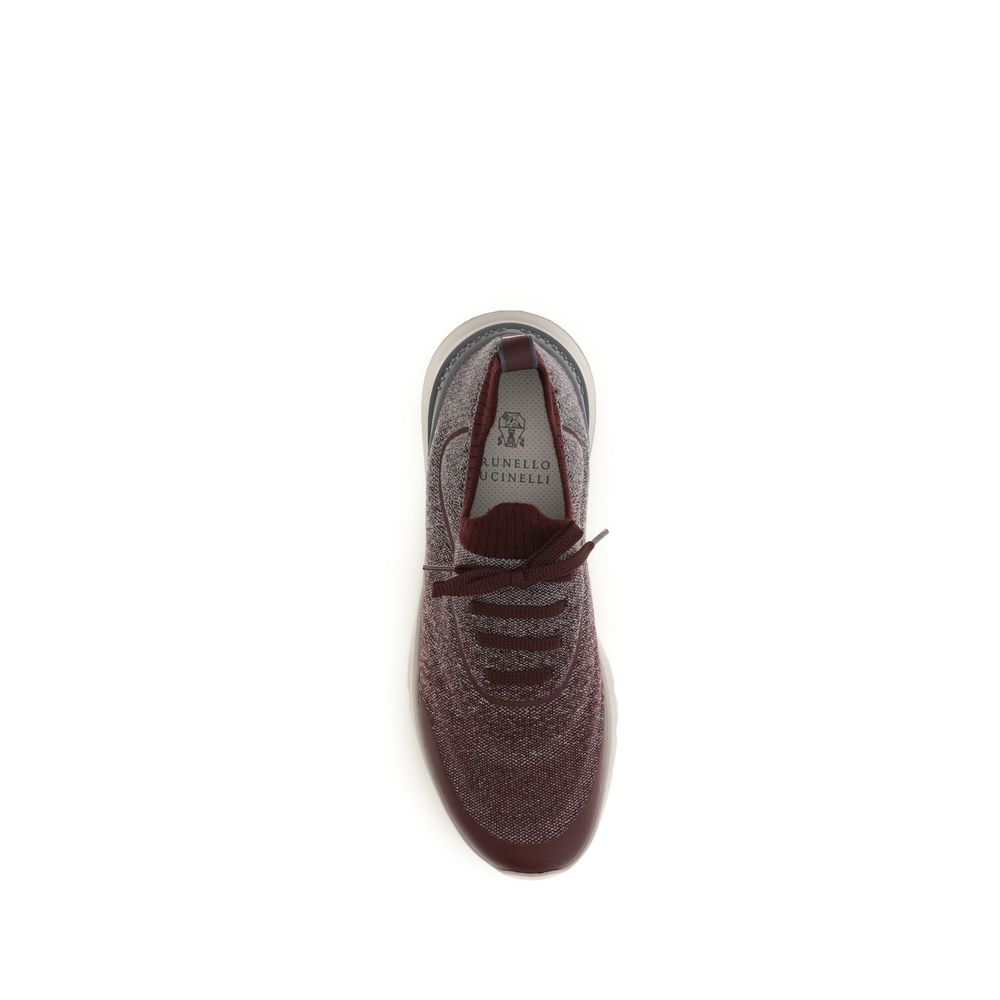 Brunello Cucinelli Bordeaux Cotton Athletic Men's Sneakers