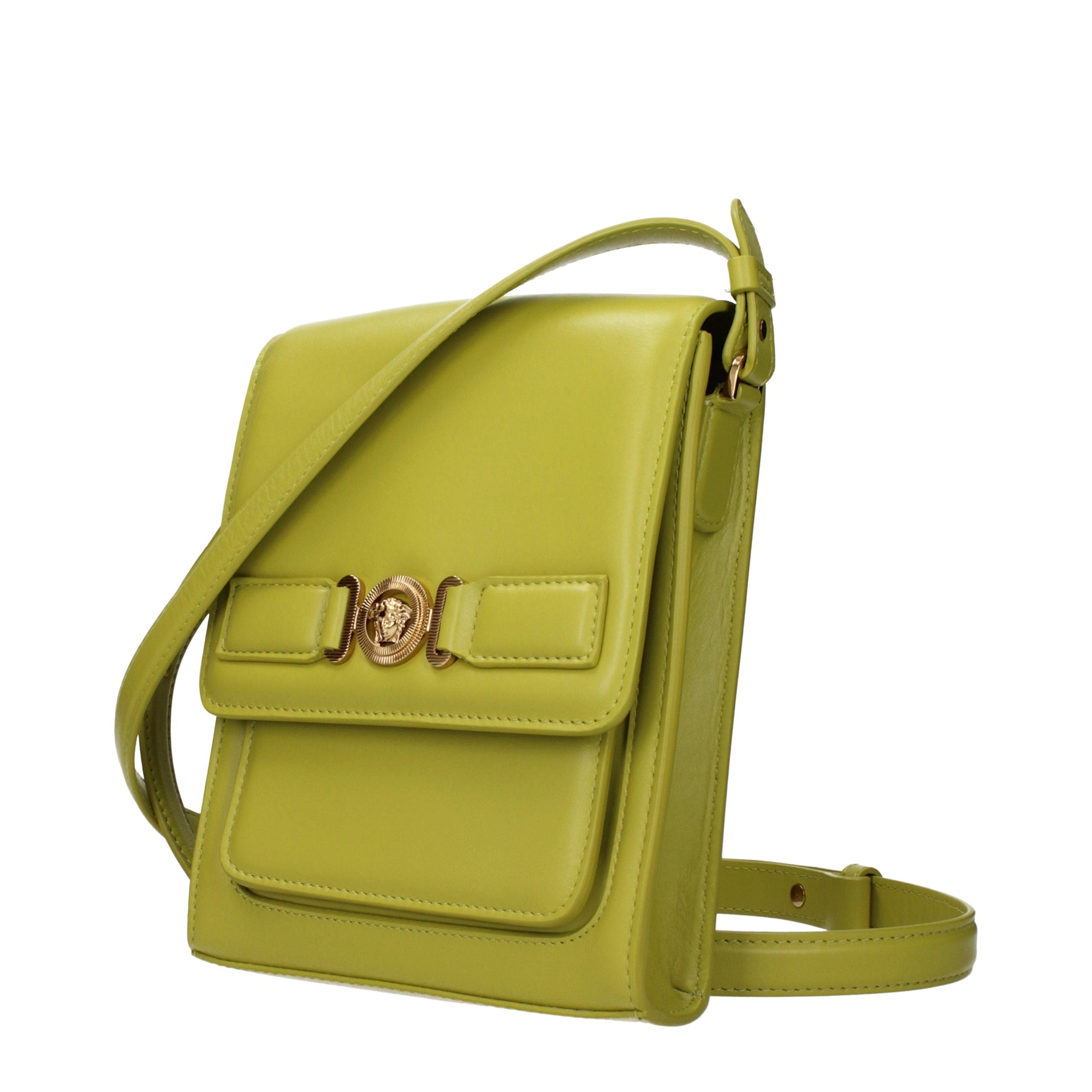 Versace Green Leather Crossbody Men's Bag