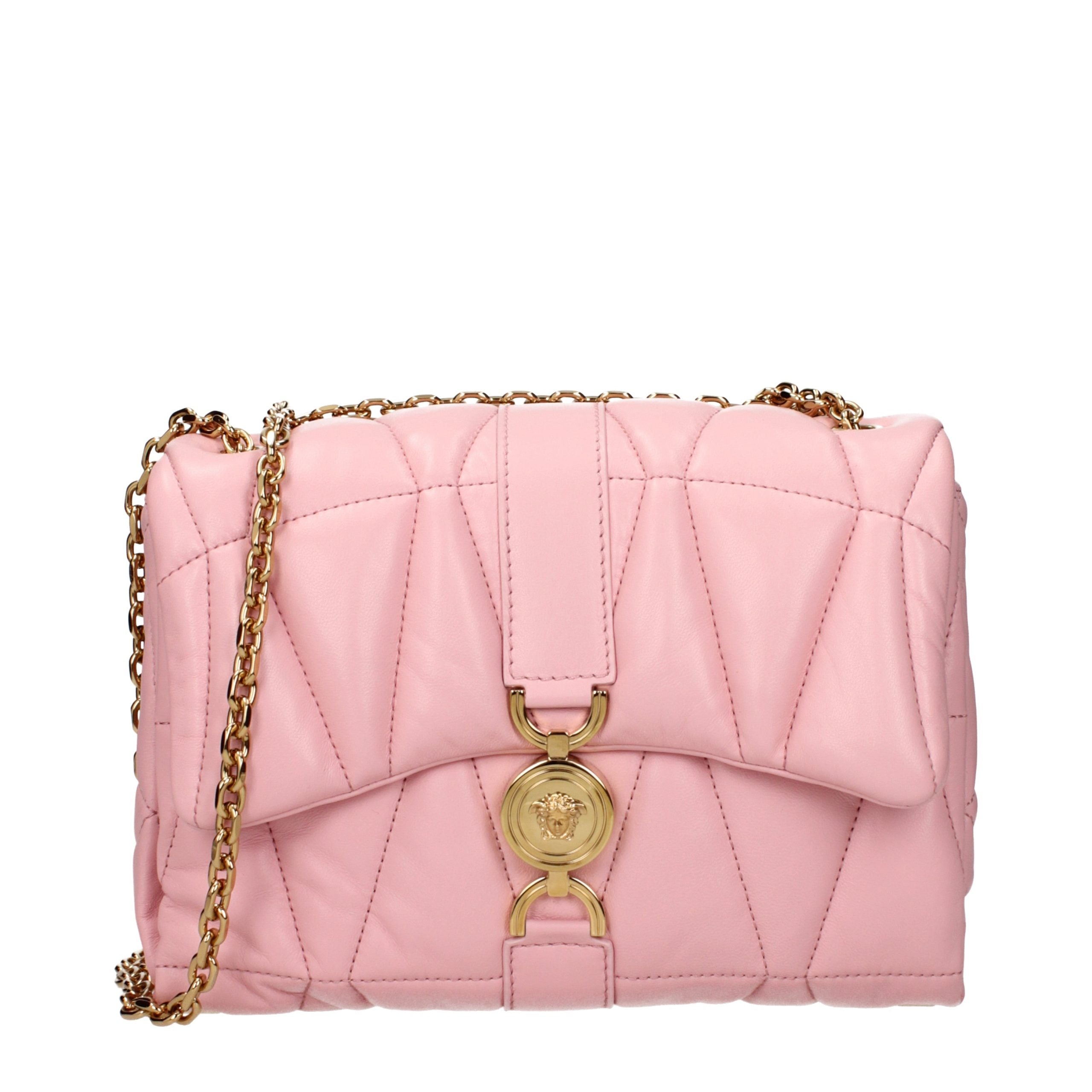 Versace Pink Leather Shoulder Women's Bag