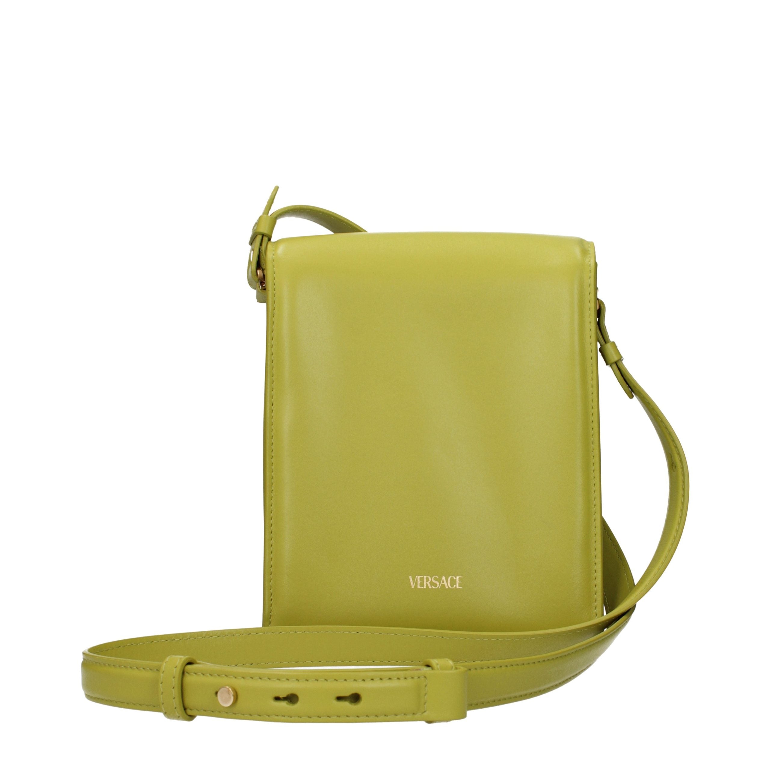 Versace Green Leather Crossbody Men's Bag