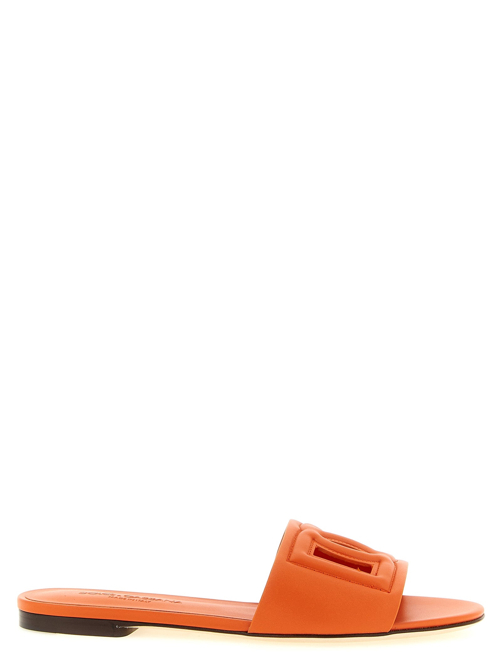 Dolce & Gabbana Orange Calfskin Women's Slides