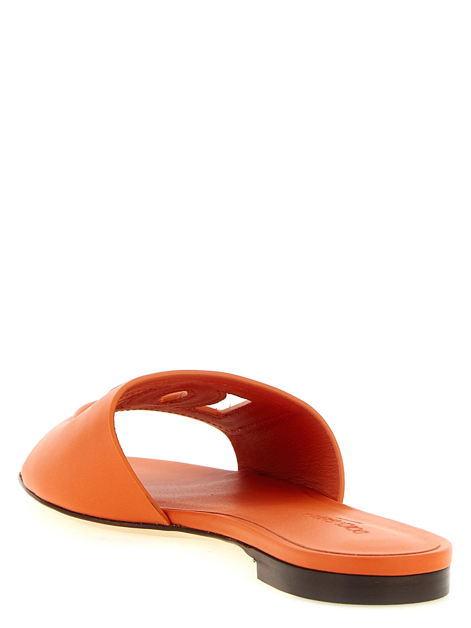 Dolce & Gabbana Orange Calfskin Women's Slides