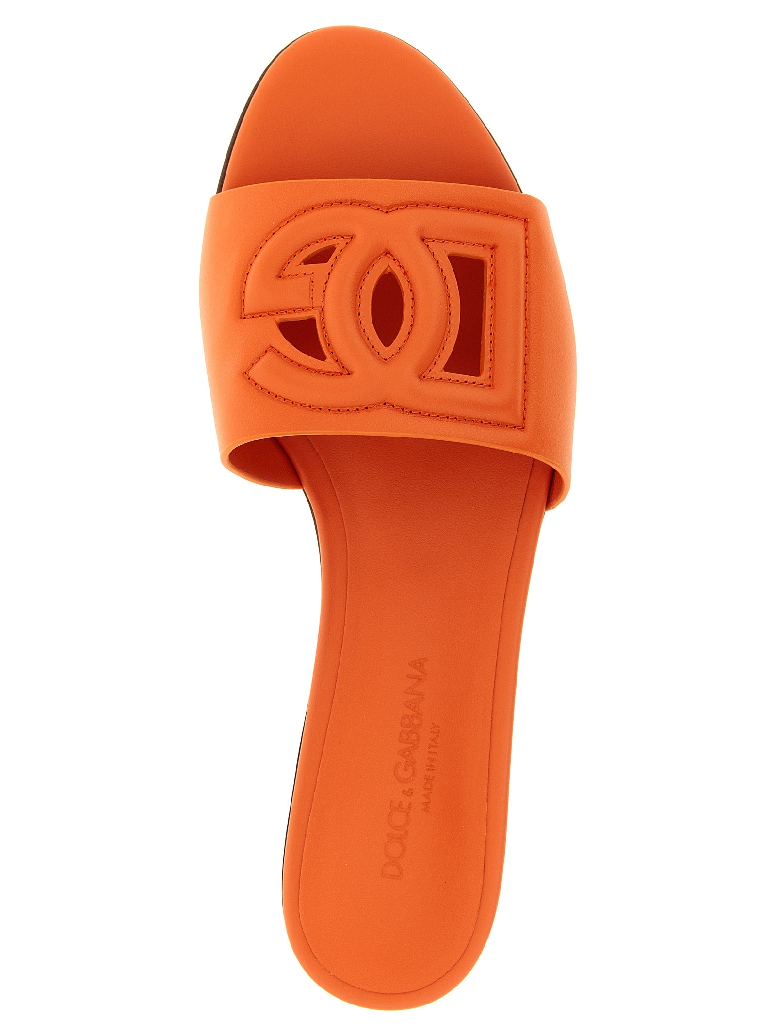 Dolce & Gabbana Orange Calfskin Women's Slides