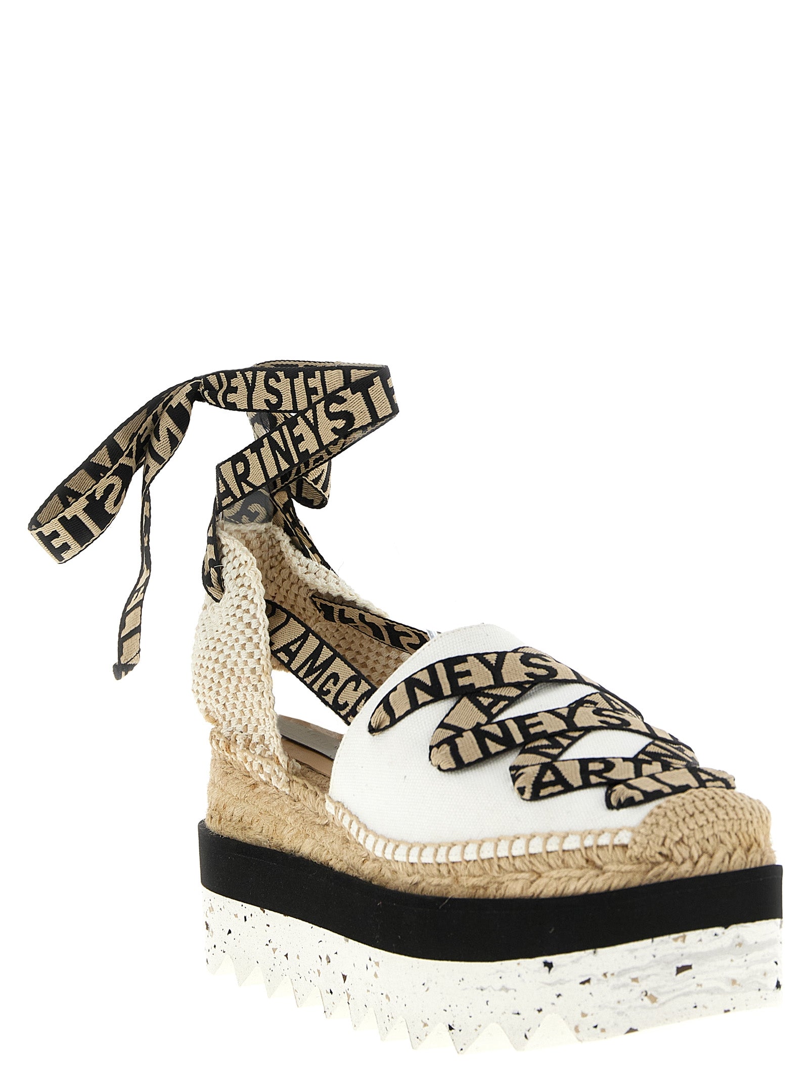 Stella McCartney Beige Cotton Wedge Women's Sandals