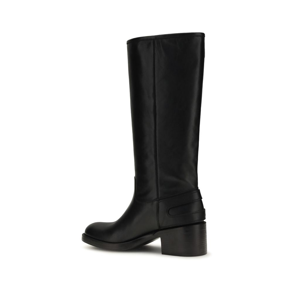 Chloé Black Calf Leather Bos Taurus Flat Women's Boots
