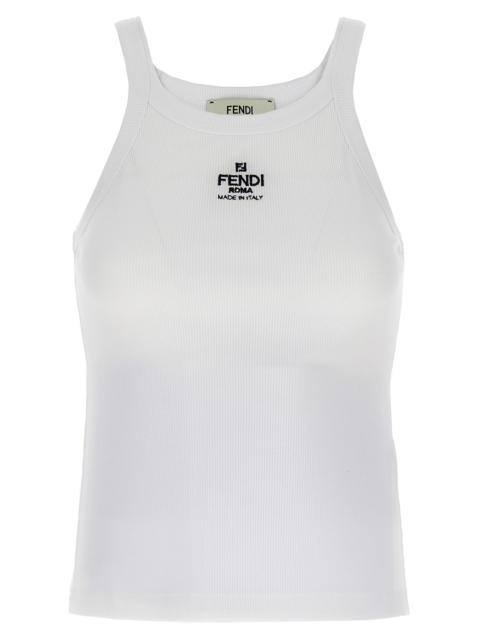 Fendi White Cotton Sleeveles Women's T-Shirt